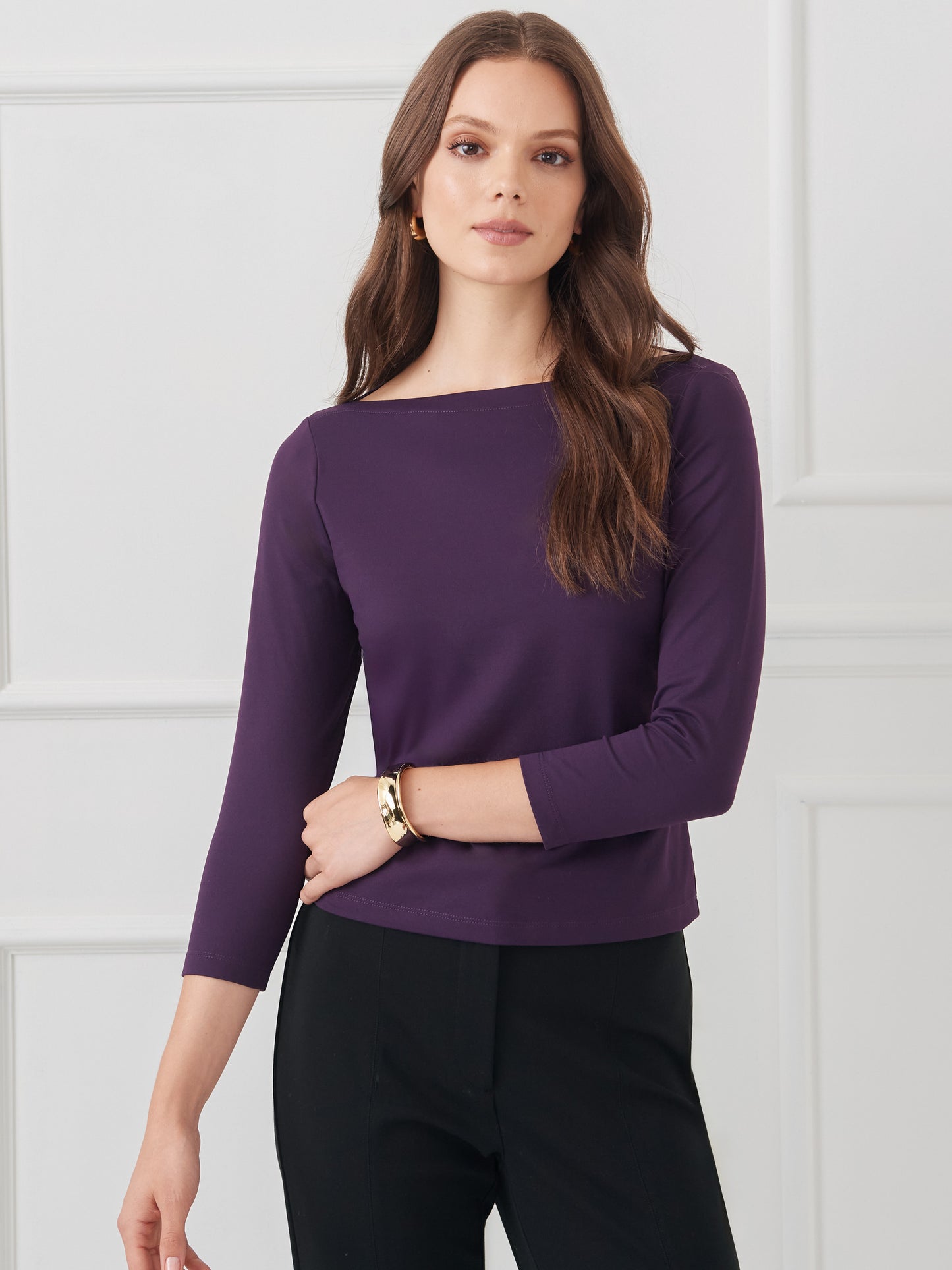 J.McLaughlin Natasha tee in jewel purple made with catalina cloth.