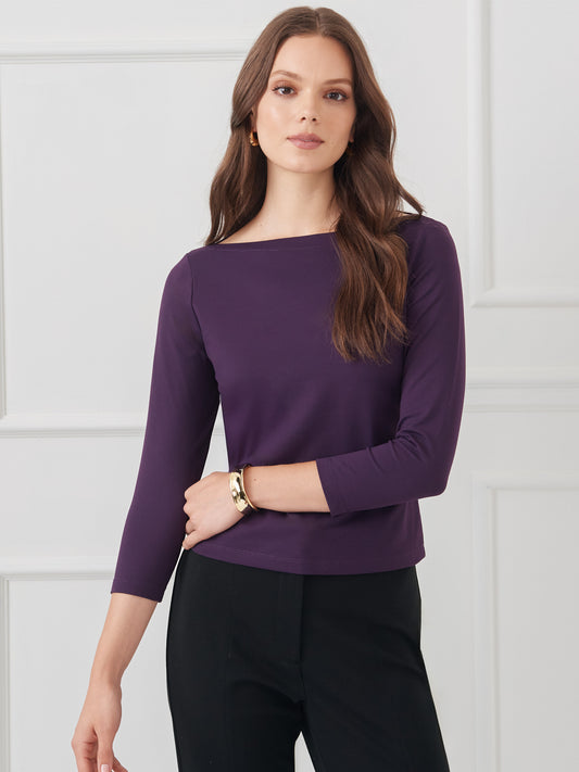 J.McLaughlin Natasha tee in jewel purple made with catalina cloth.