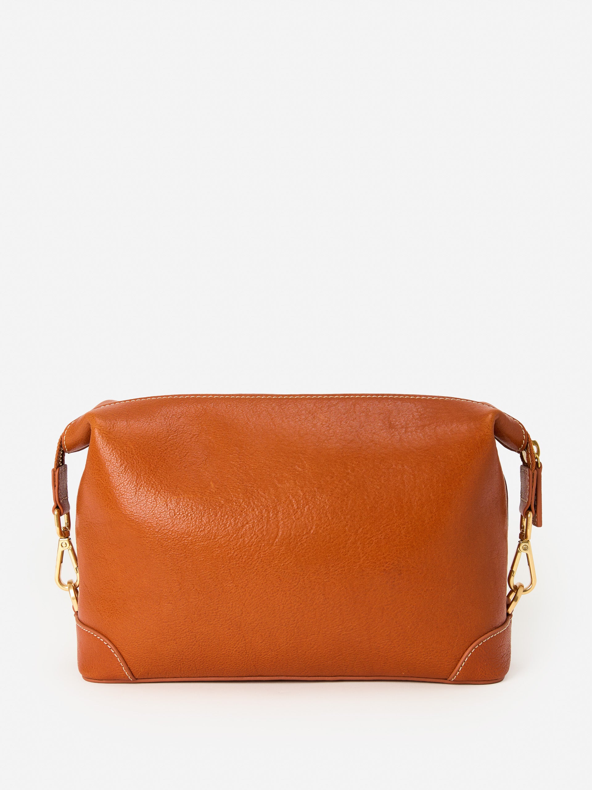 J.McLaughlin Butler Leather Dopp Kit in brown made with leather.