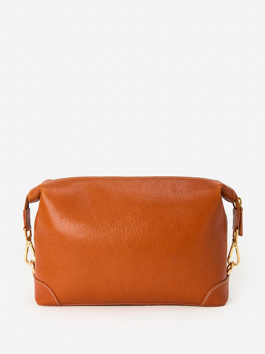 J.McLaughlin Butler Leather Dopp Kit in brown made with leather.