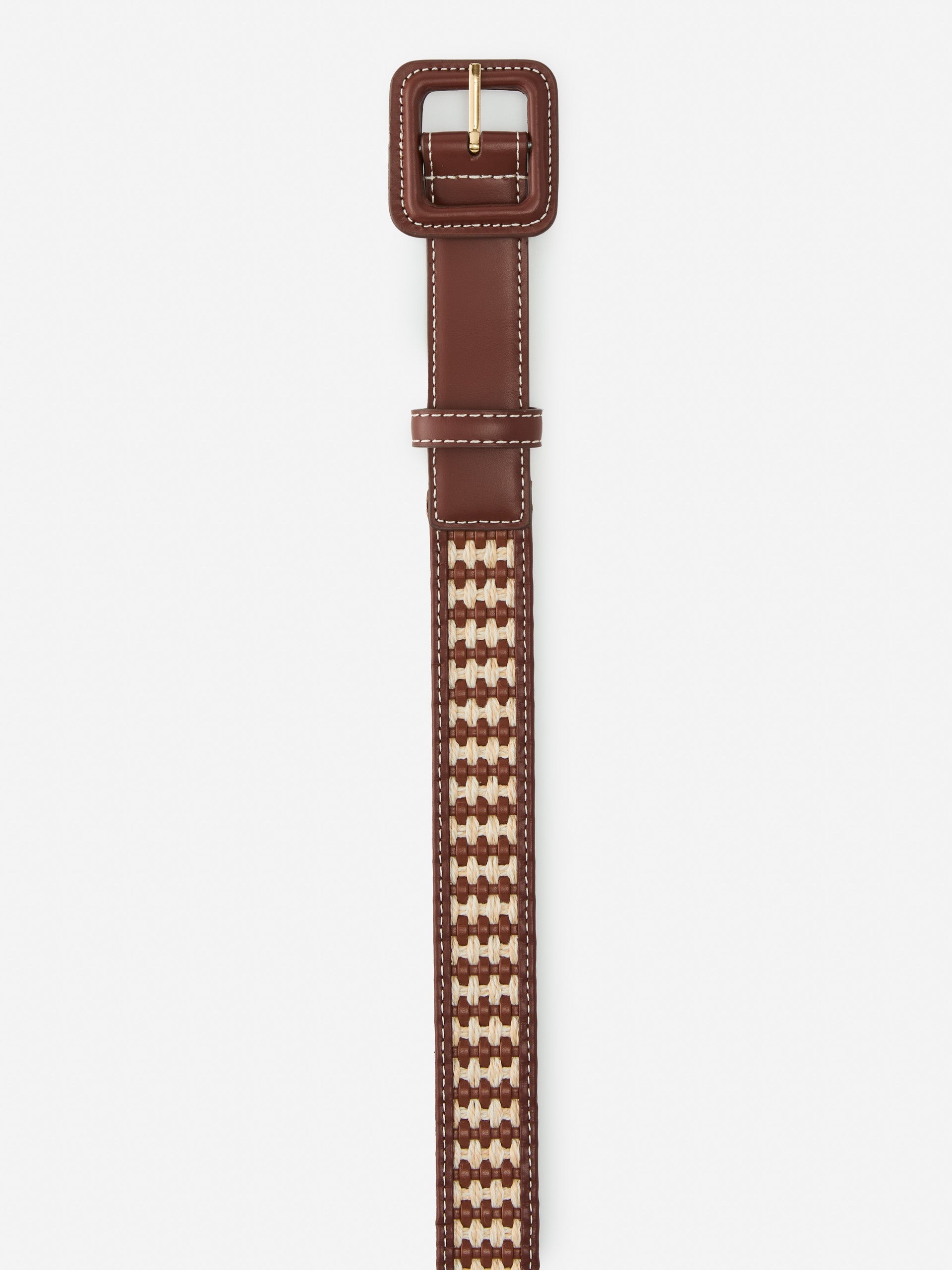 J.McLaughlin Nelly belt in dark brown/natural made with leather. 