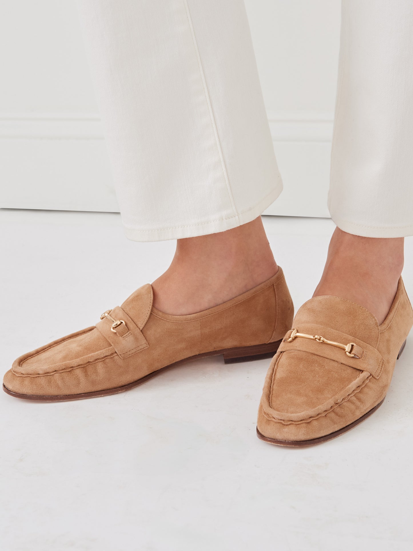 J.McLaughlin Melanie loafers in cyprus tan made with suede. 