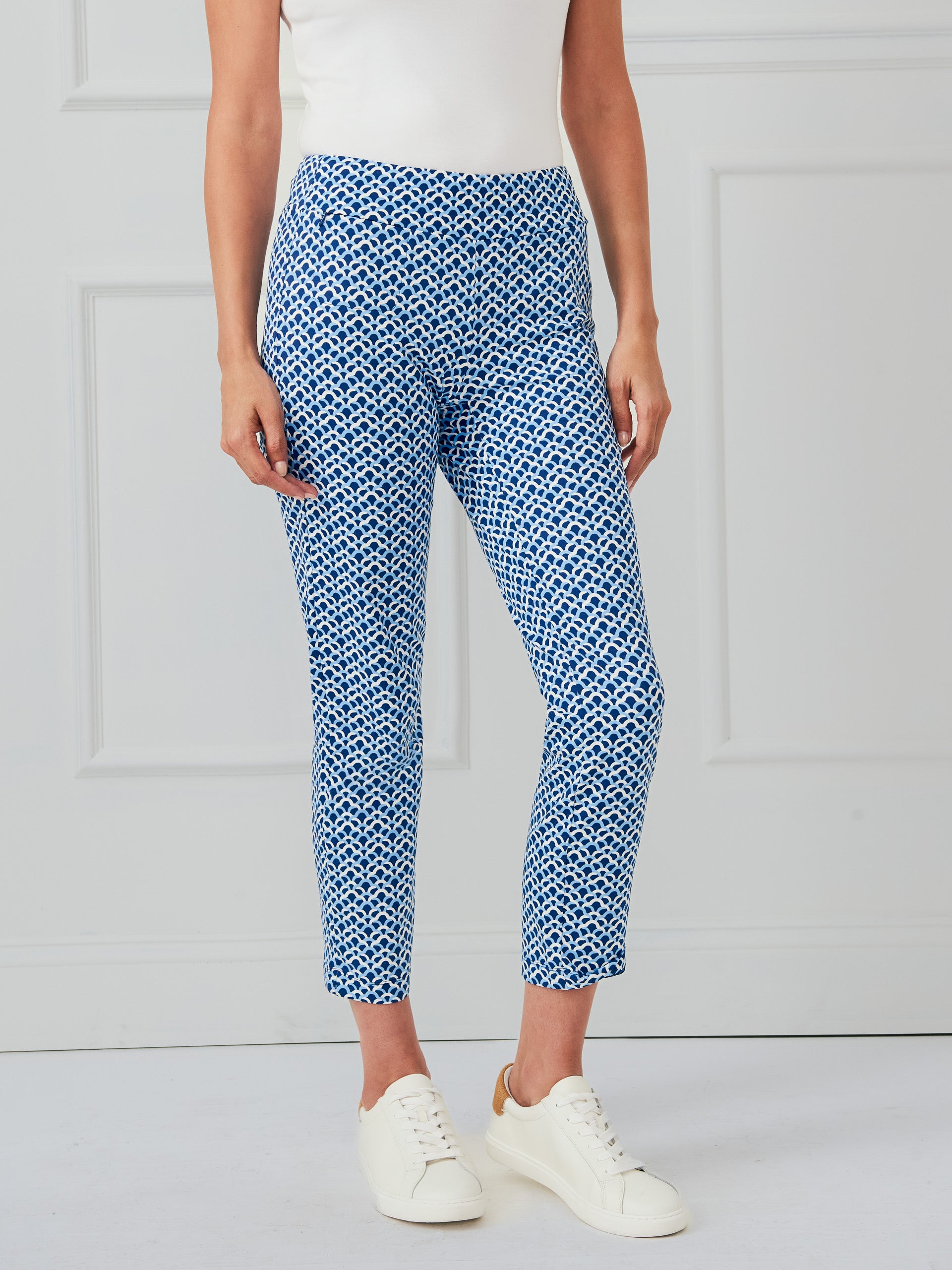 J.McLaughlin Newport pants in navy/light blue made with catalina cloth. 