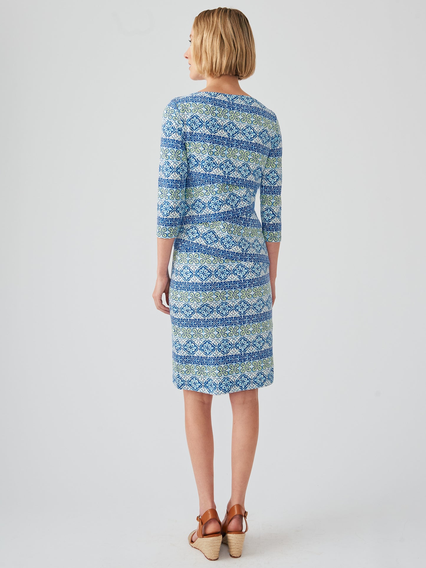 J.McLaughlin Nicola dress in blue/mint made with Catalina cloth.