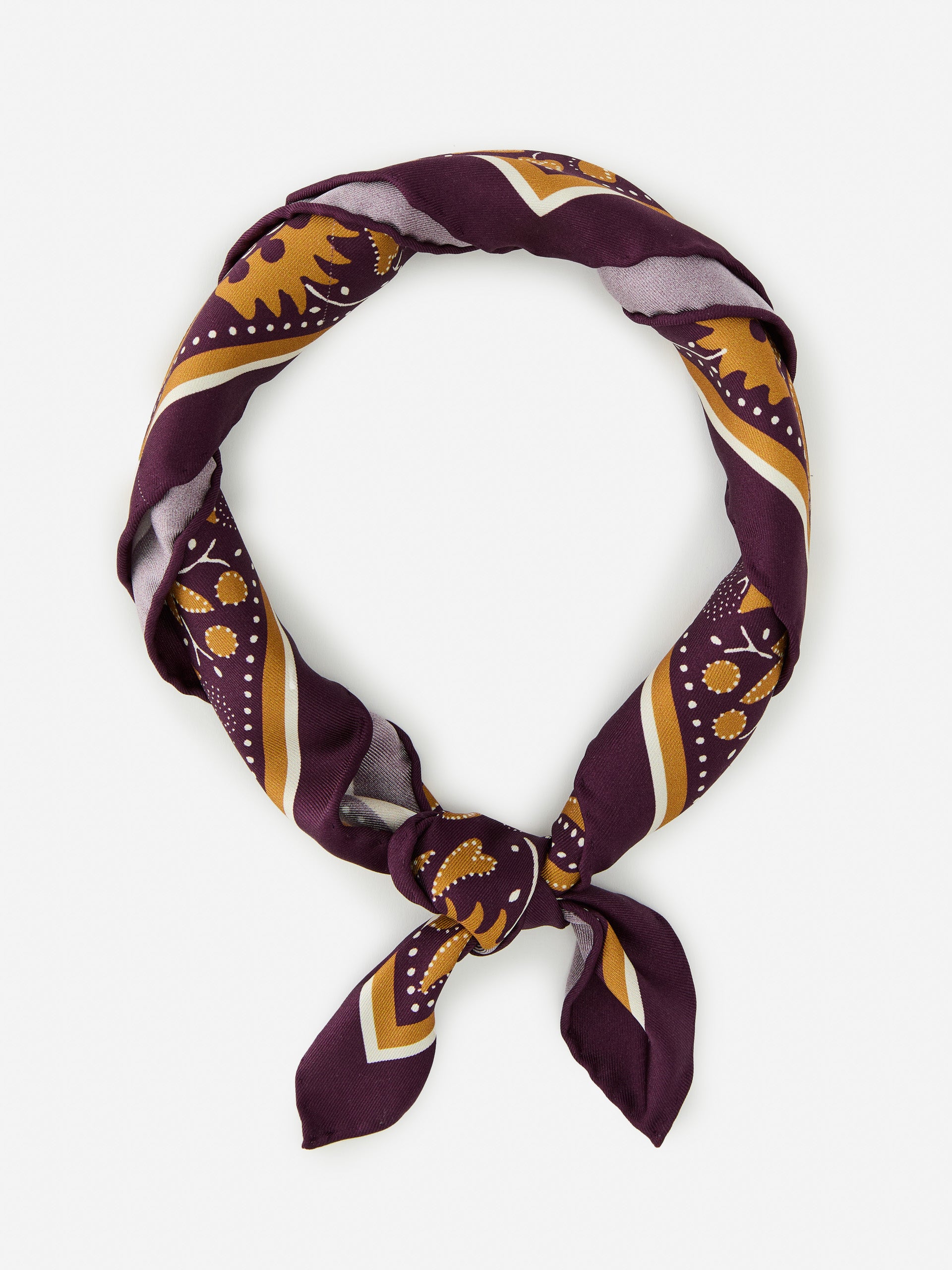 J.McLaughlin Nikka scarf in purple/mustard made with silk. 