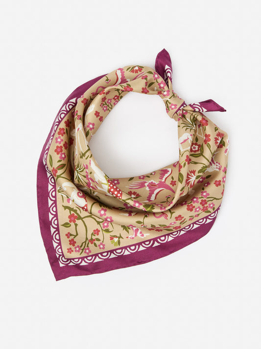 J.McLaughlin Nikka scarf in cream/green/red made with silk. 
