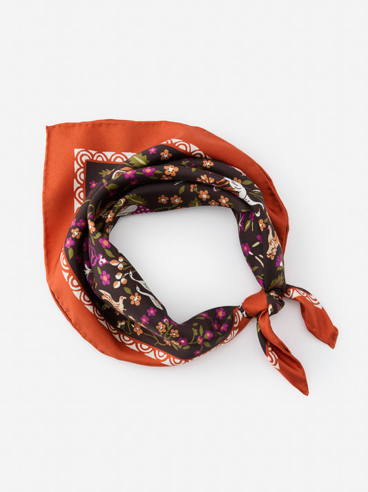 J.Mcaughlin Nikka scarf in tan/brown/green made with silk.