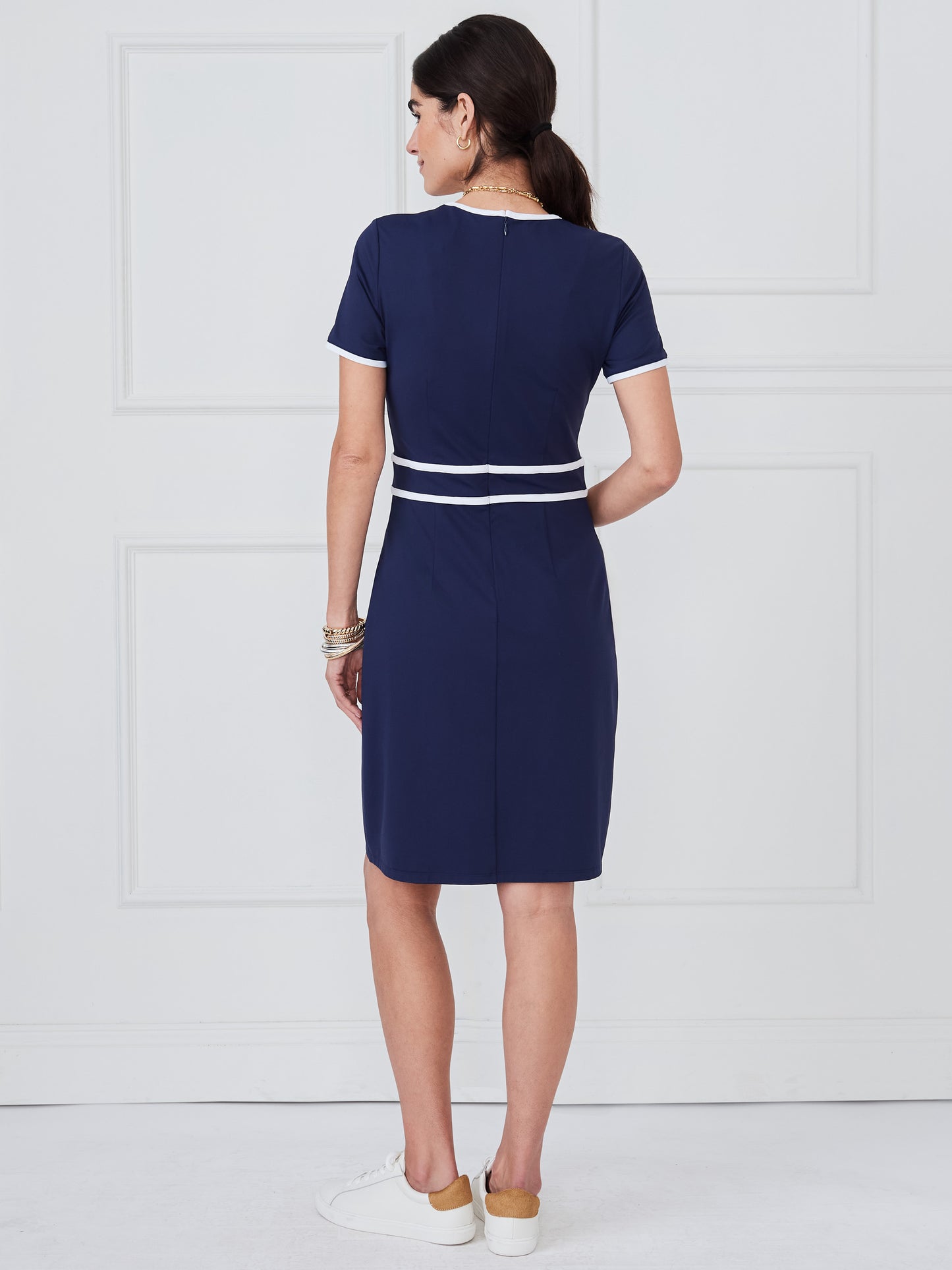 J.McLaughlin Nolan dress in winter navy made with catalina cloth.