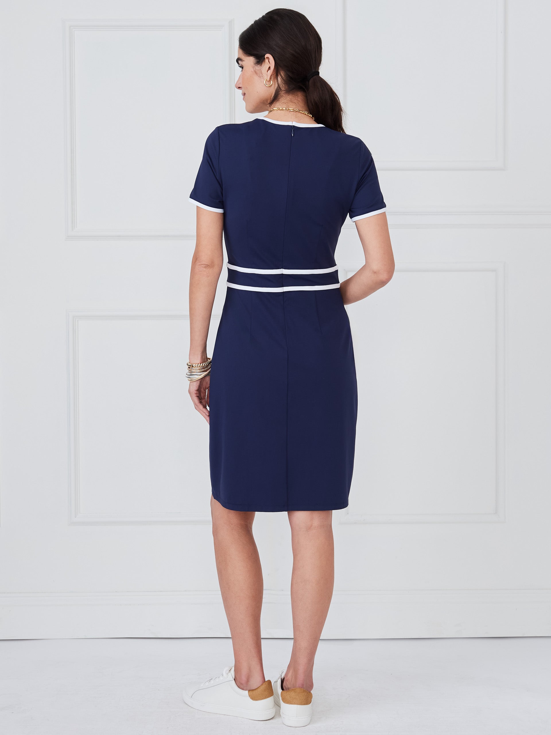 J.McLaughlin Nolan dress in winter navy made with catalina cloth.