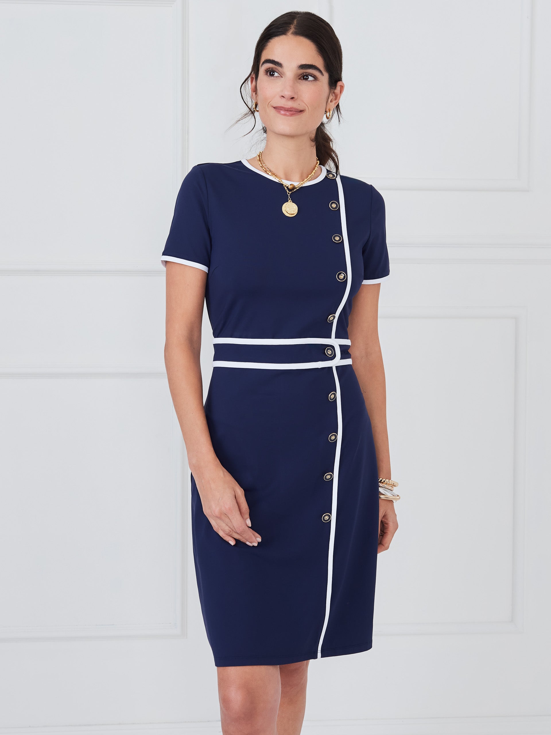 J.McLaughlin Nolan dress in winter navy made with catalina cloth.