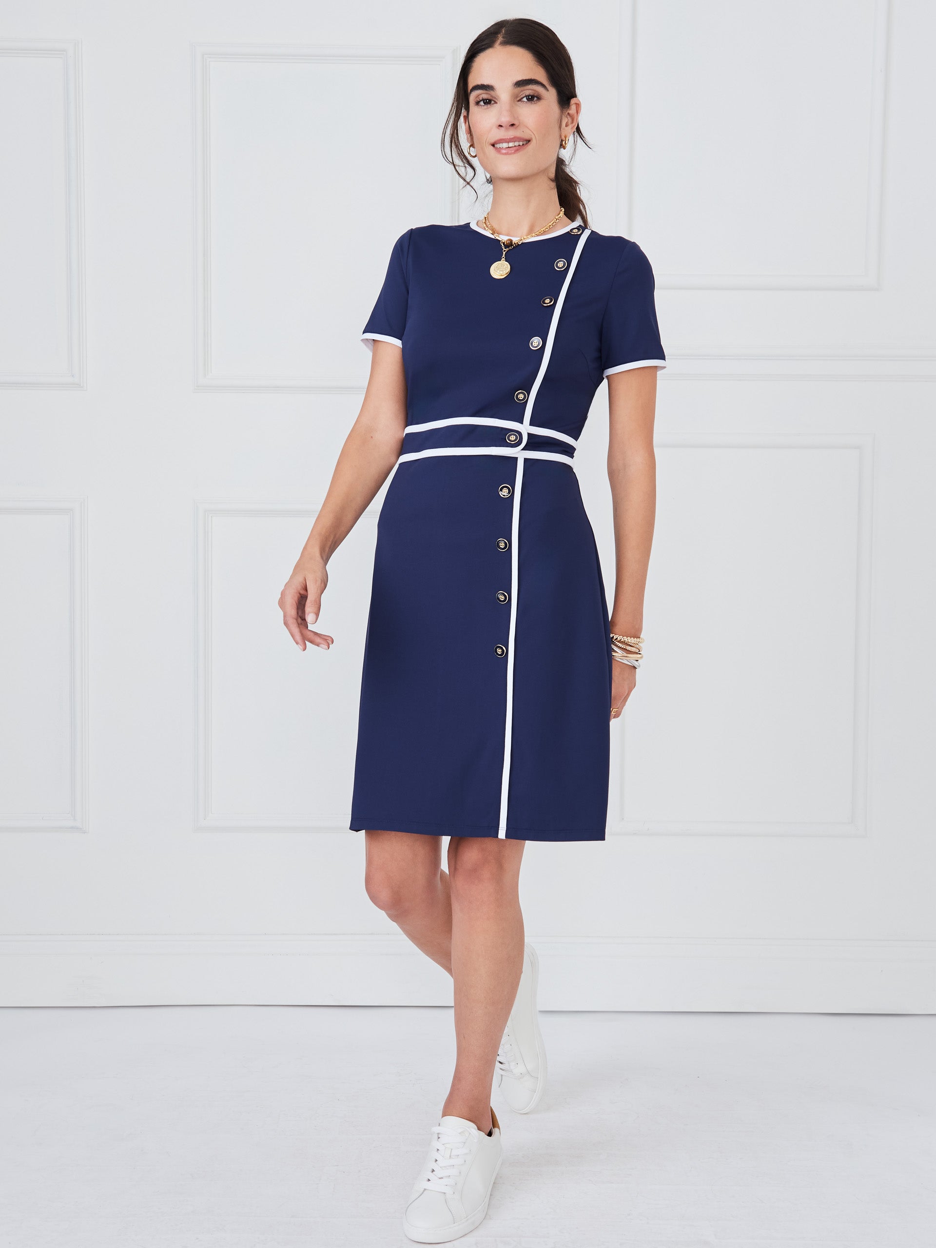 J.McLaughlin Nolan dress in winter navy made with catalina cloth.