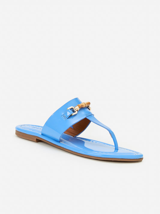 J.McLaughlin Nora sandals in marina blue made with patent leather.