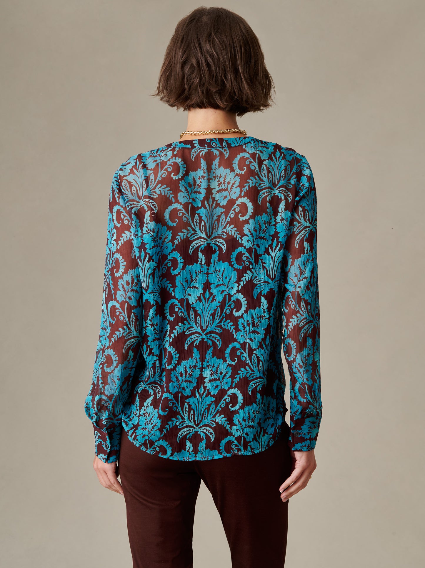 Katherine Silk Chiffon Blouse in Windsor Vine