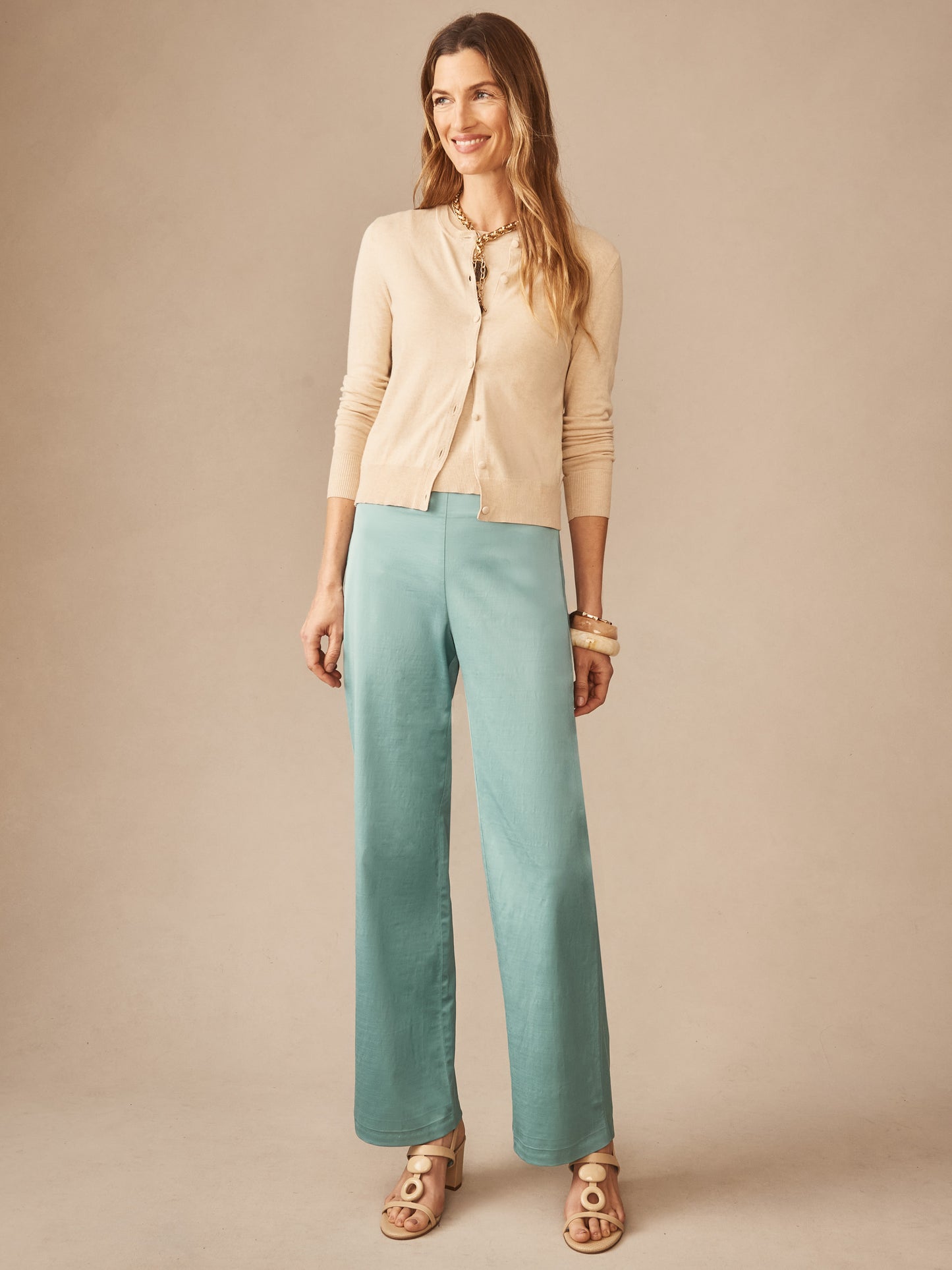 J.McLaughlin Pearl Cardigan in heather oatmeal made with cotton/modal.