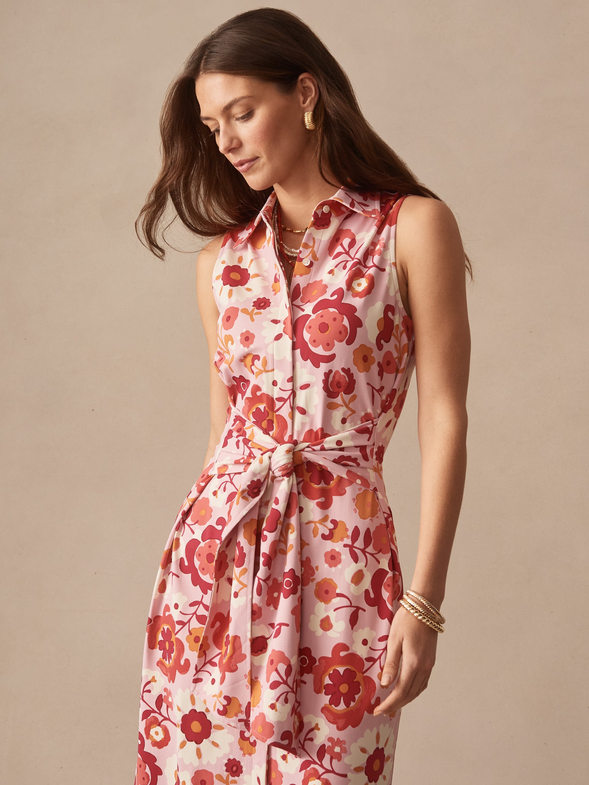 J.McLaughlin Orla dress in pink/rose made with catalina cloth.