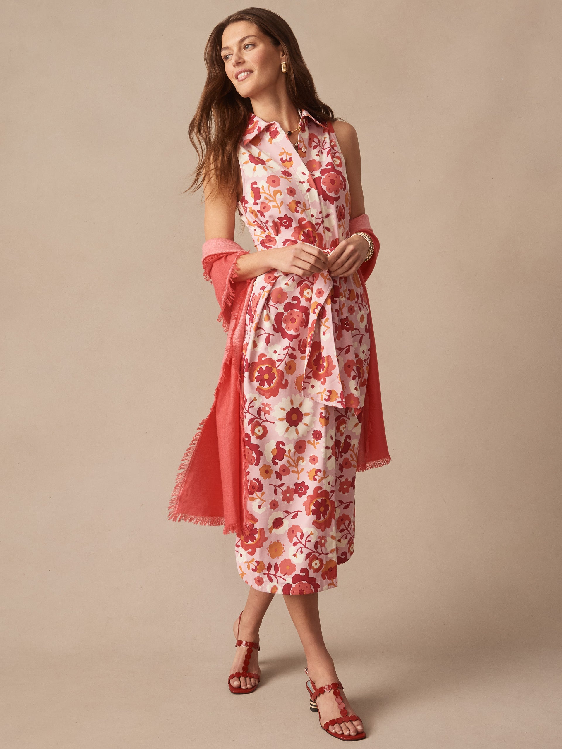 J.McLaughlin Orla dress in pink/rose made with catalina cloth.