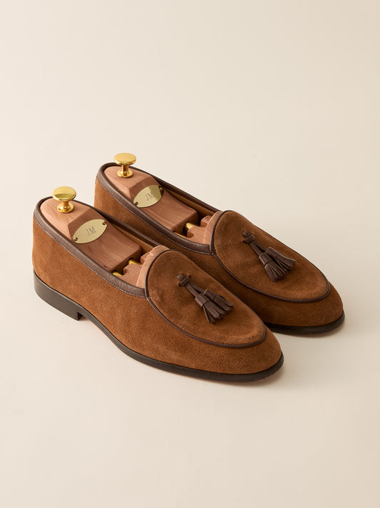 J.McLaughlin Oskar loafers in cognac made with suede and leather.