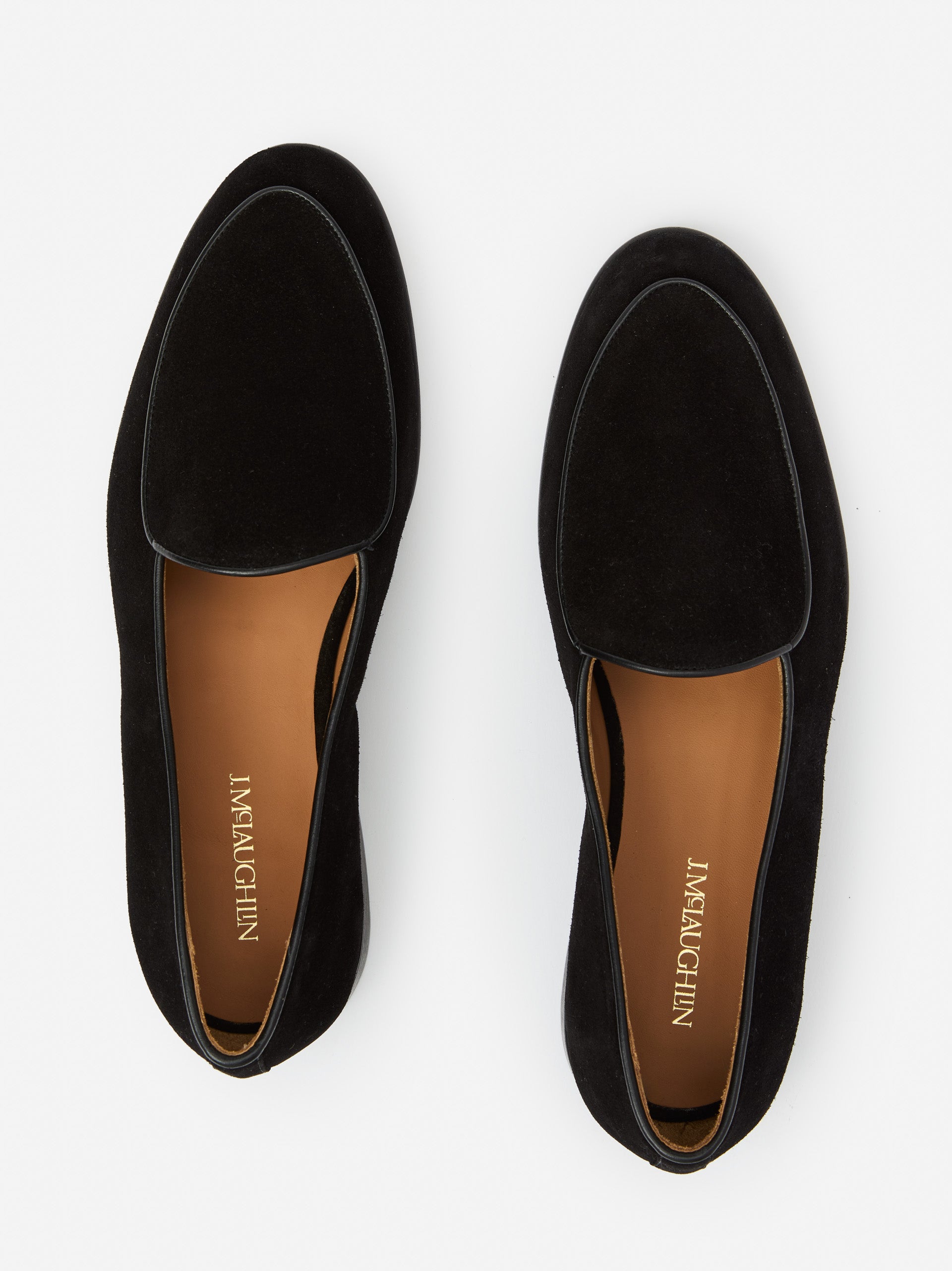 J.McLaughlin Oskar loafers in black made with suede.