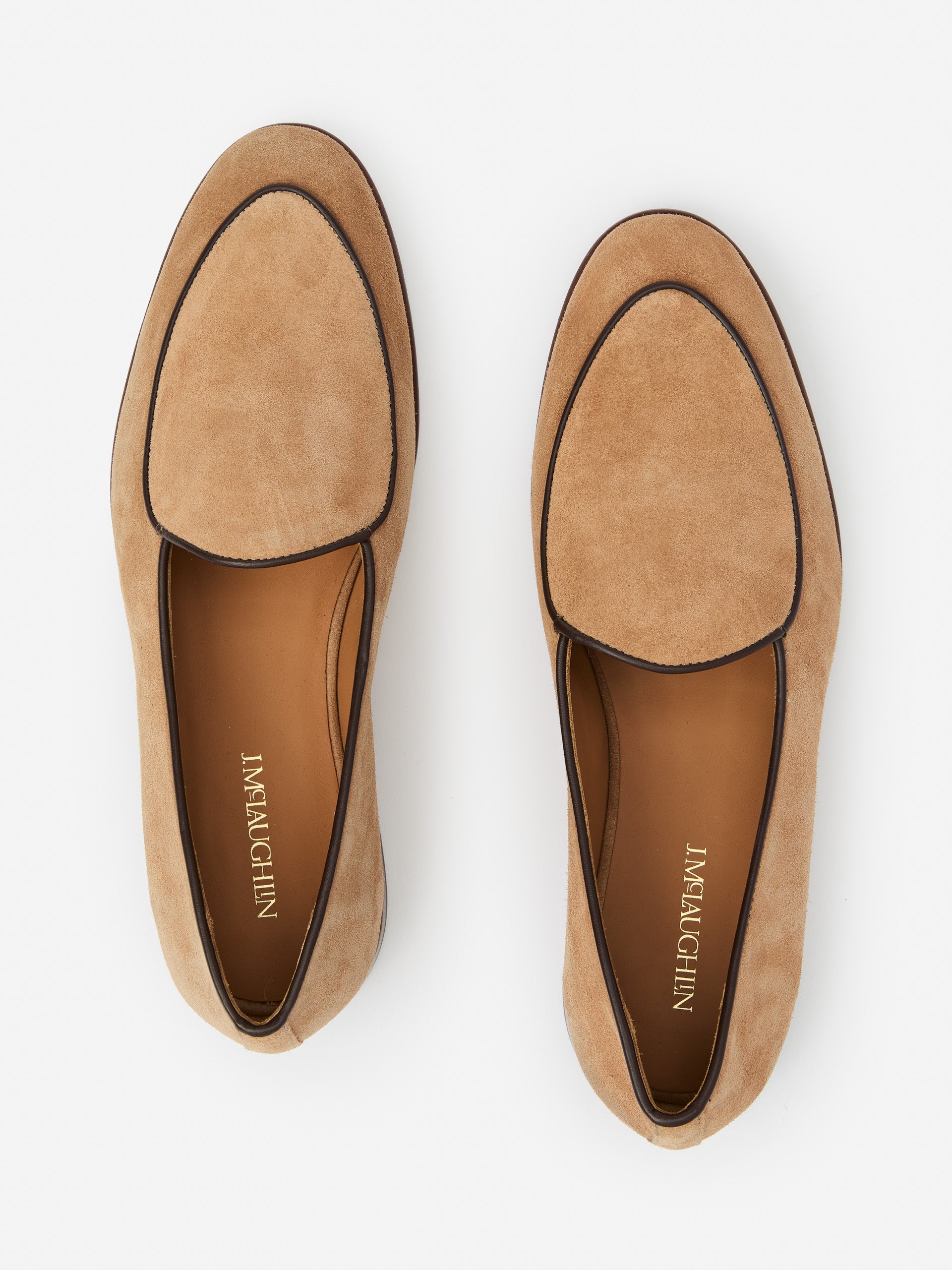 J.McLaughlin Oskar loafers in camel made with suede.