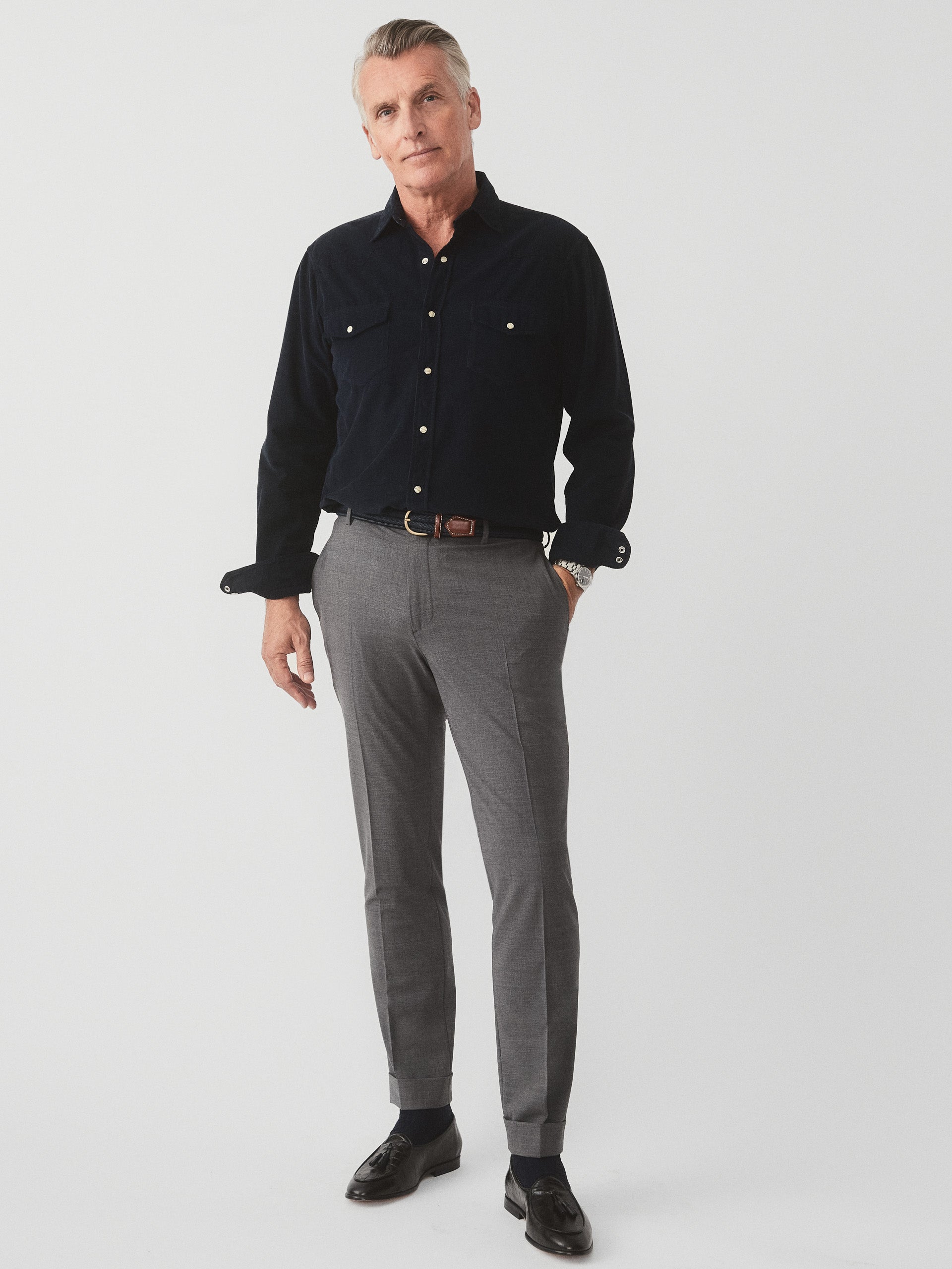 J.McLaughlin Oxford pants in heather gray made with wool/cashmere/elastane.