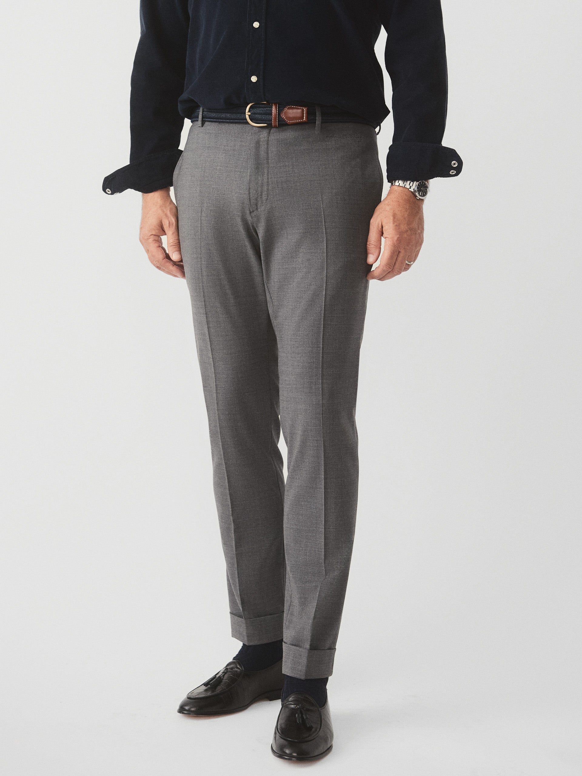 J.McLaughlin Oxford pants in heather gray made with wool/cashmere/elastane.