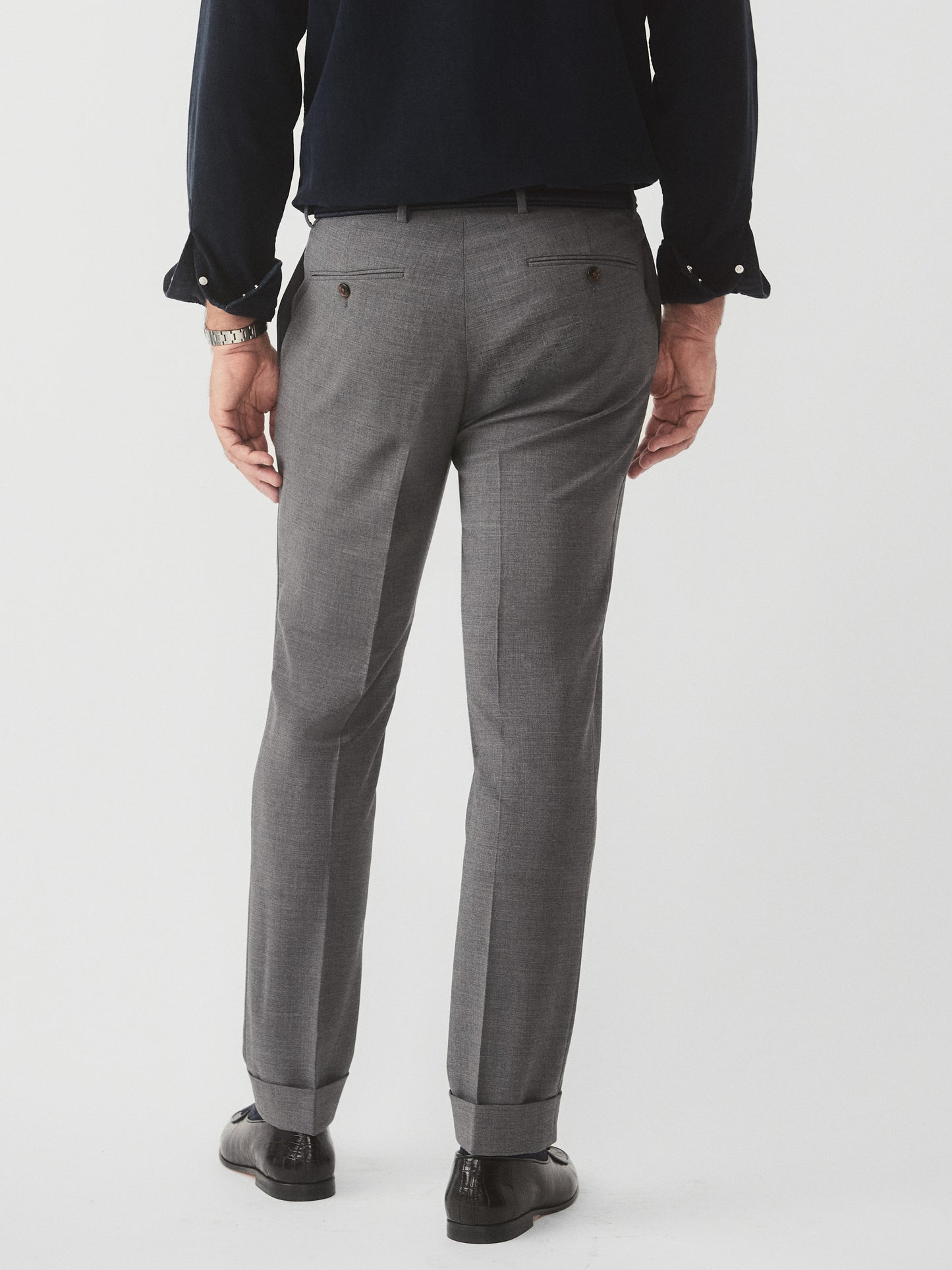 J.McLaughlin Oxford pants in heather gray made with wool/cashmere/elastane.