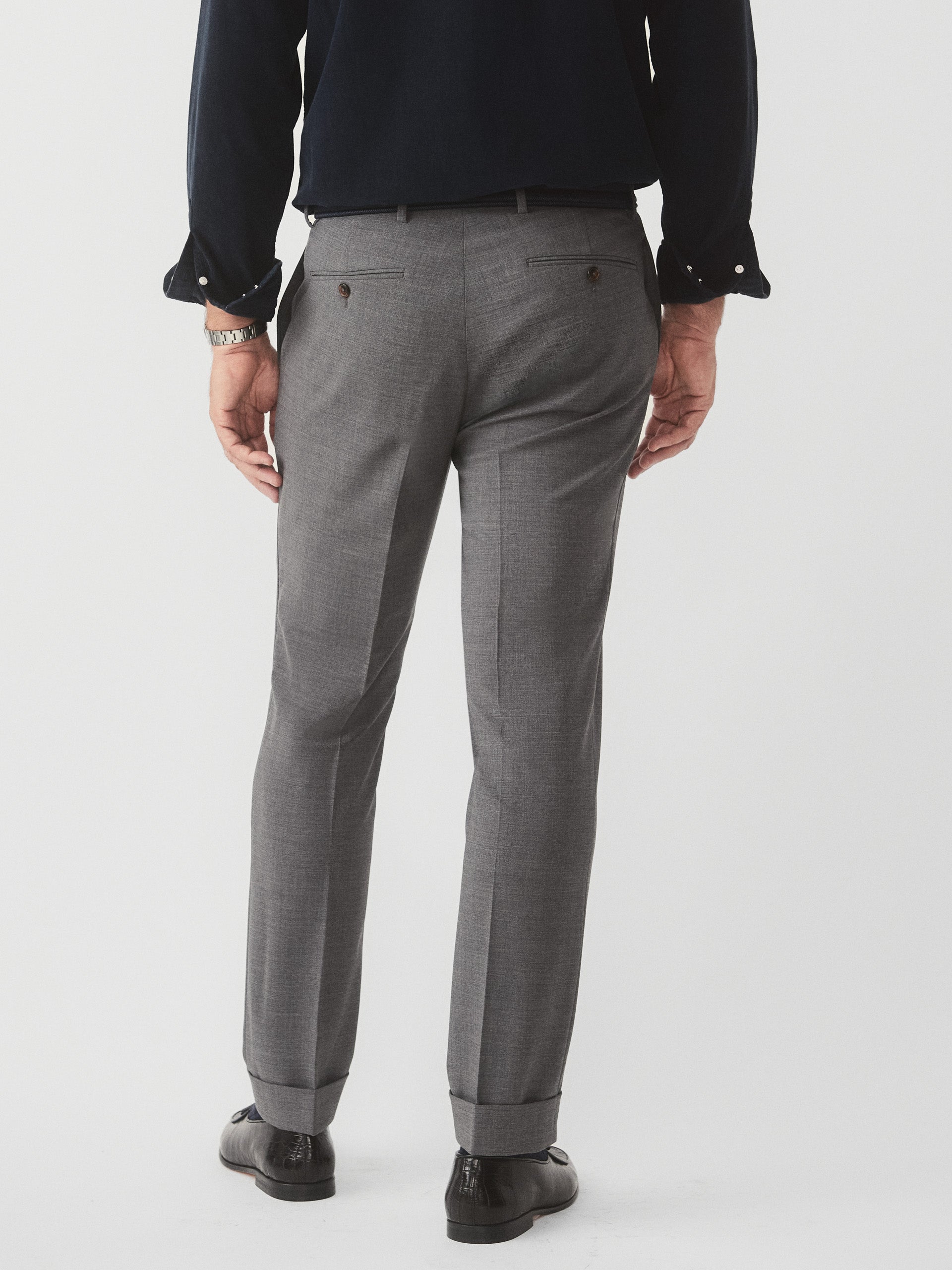 J.McLaughlin Oxford pants in heather gray made with wool/cashmere/elastane.