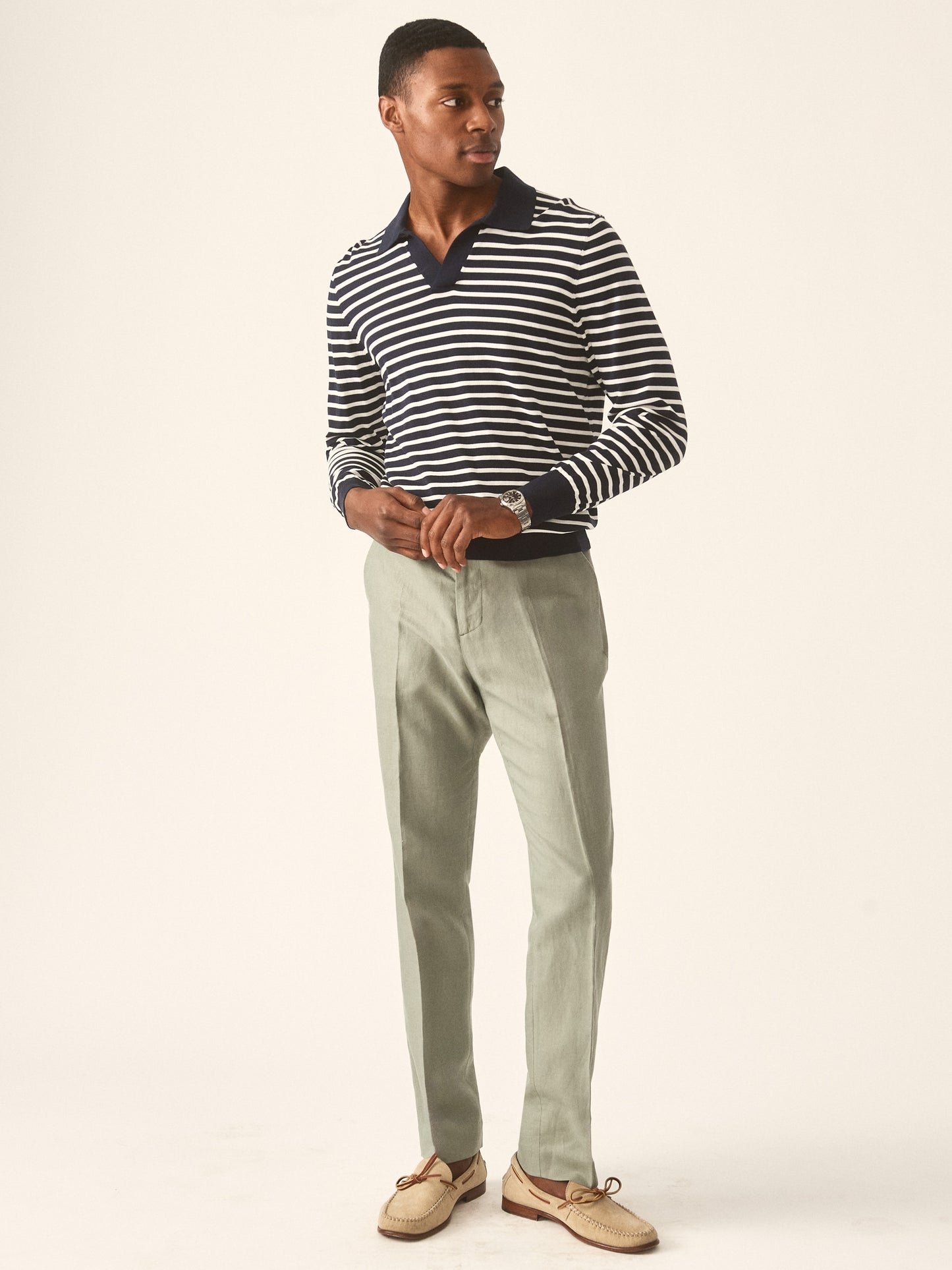J.McLaughlin Amalfi sweater in navy/white made with cotton.