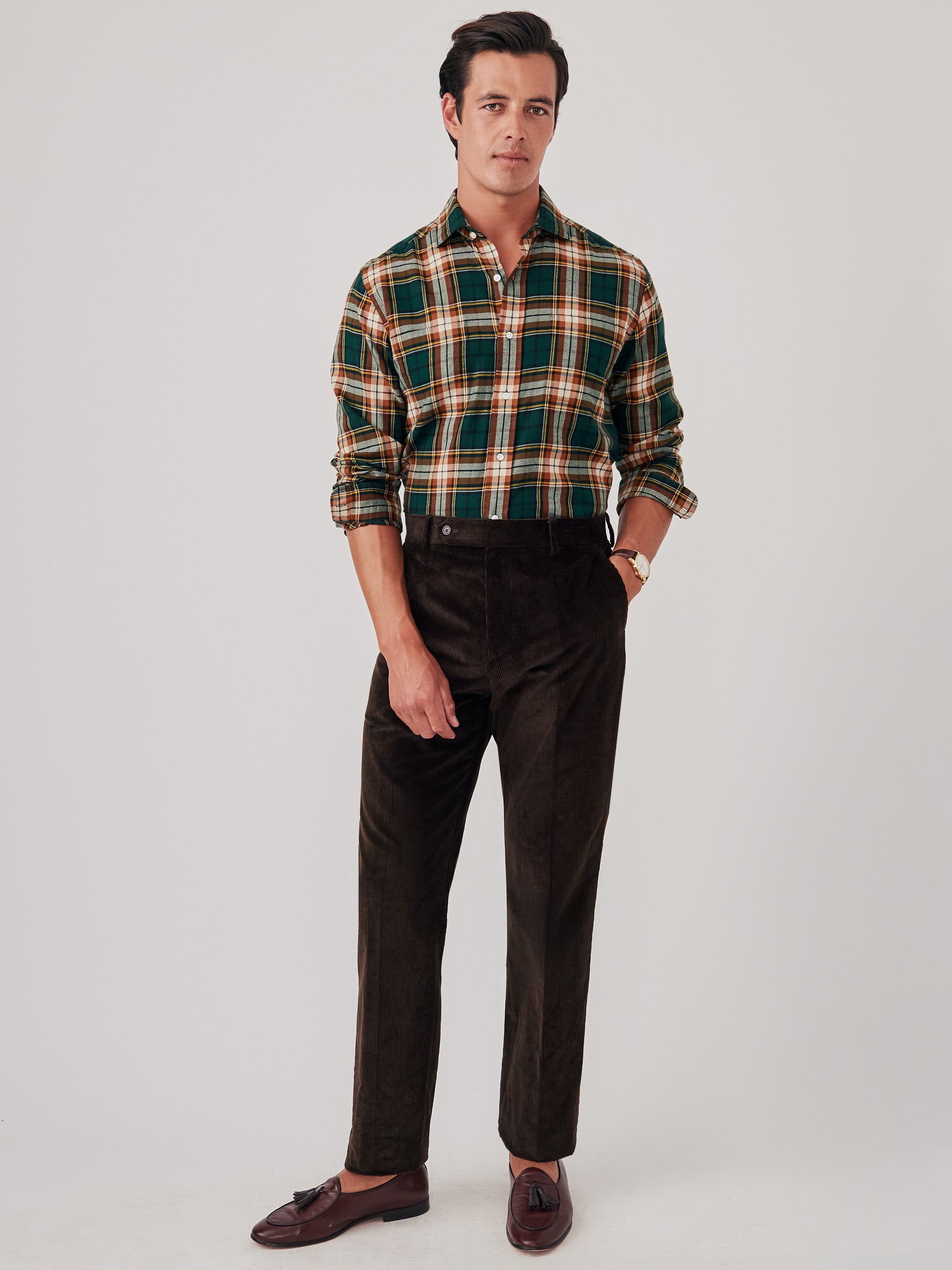 J.McLaughlin Oxford pants in brown made with cotton corduroy.