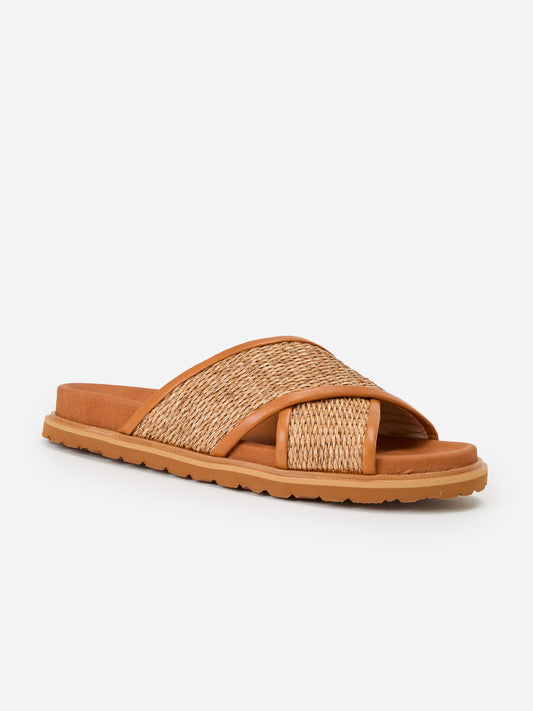 J.McLaughlin Palma sandals in natural made with raffia and leather.