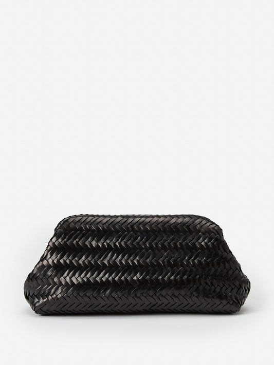 J.McLaughlin Palmer clutch in black made with leather. 