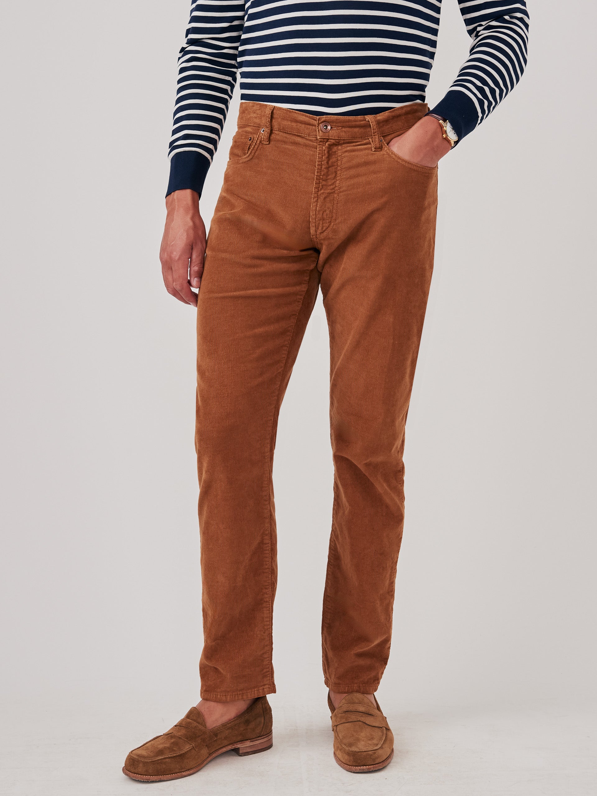 J.McLaughlin Parker pants in tobacco made with cotton corduroy.