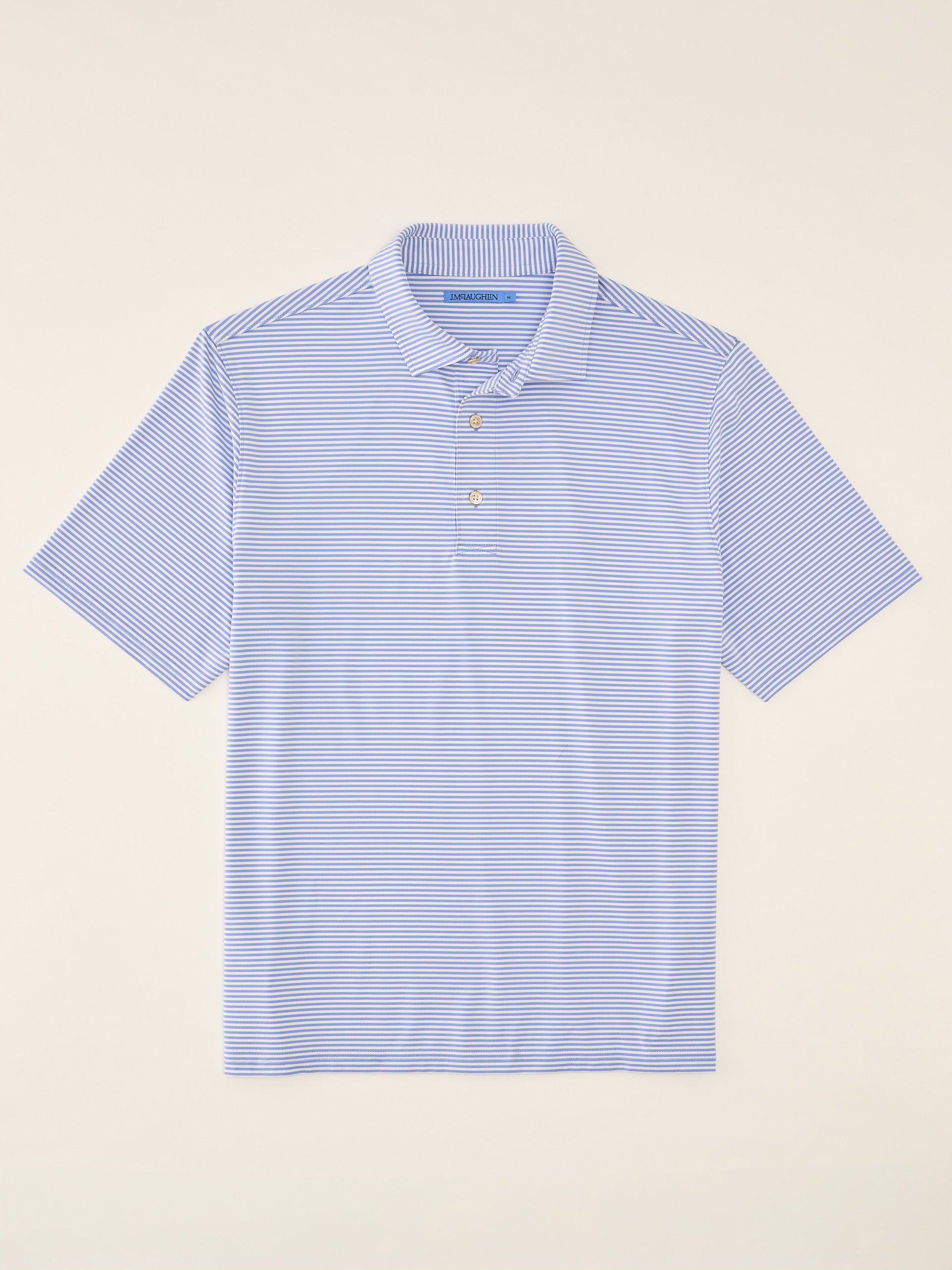 J.McLaughlin Peak polo in White/Light Blue made with Polyester. 