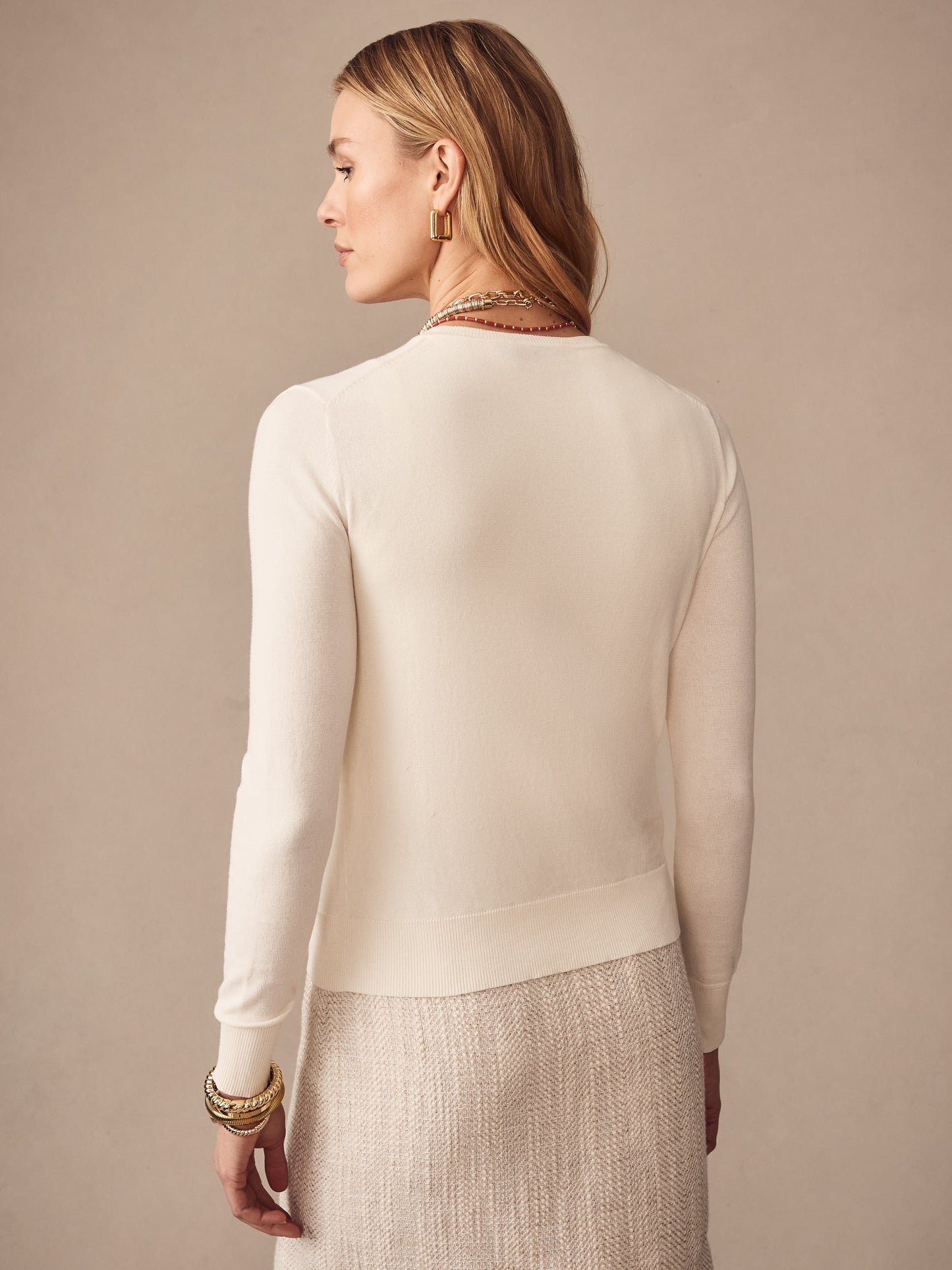 J.McLaughlin Pearl cardigan in ivory made with cotton/modal.