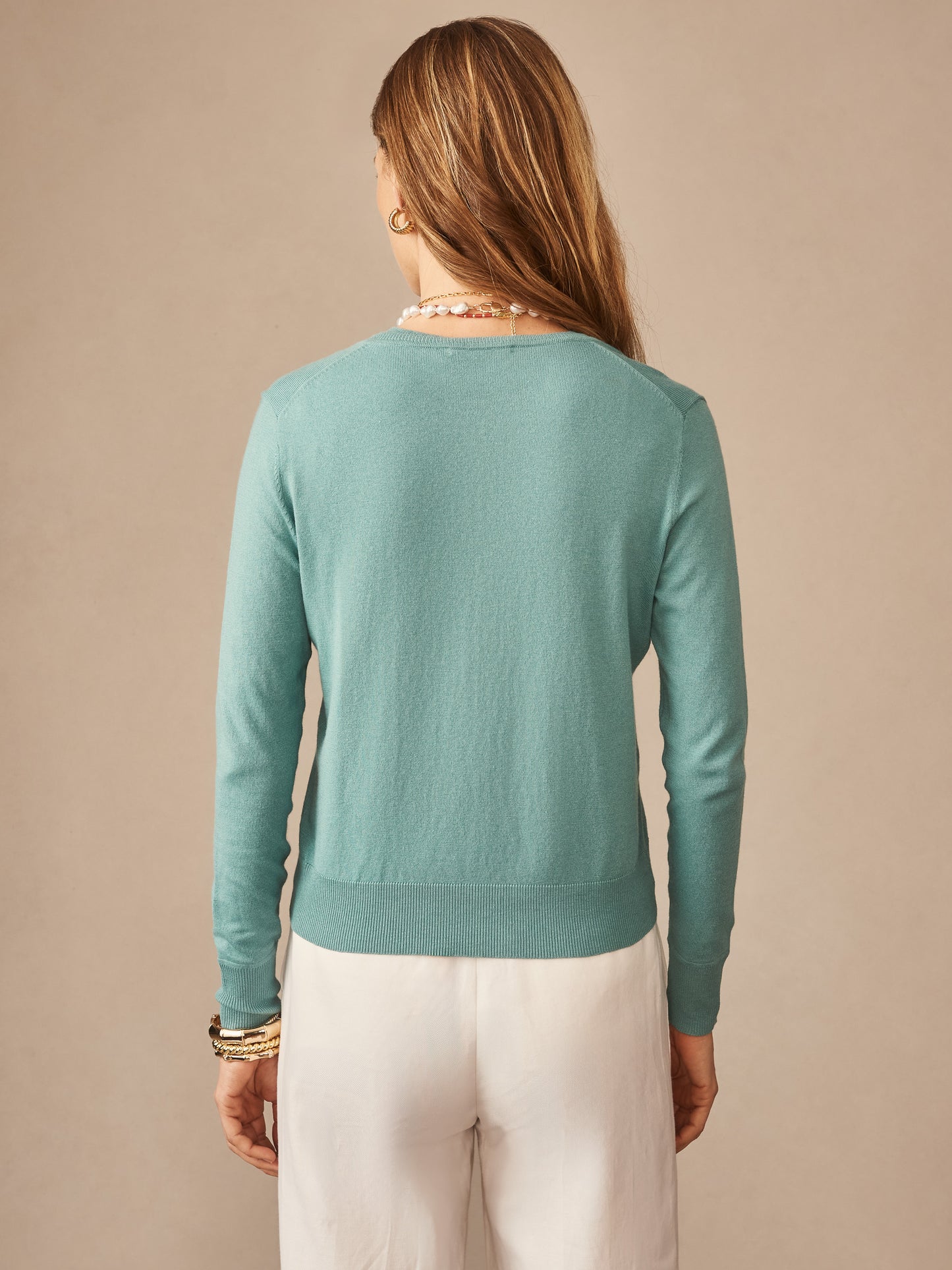 J.McLaughlin Pearl Cardigan in seafoam made with cotton/modal.