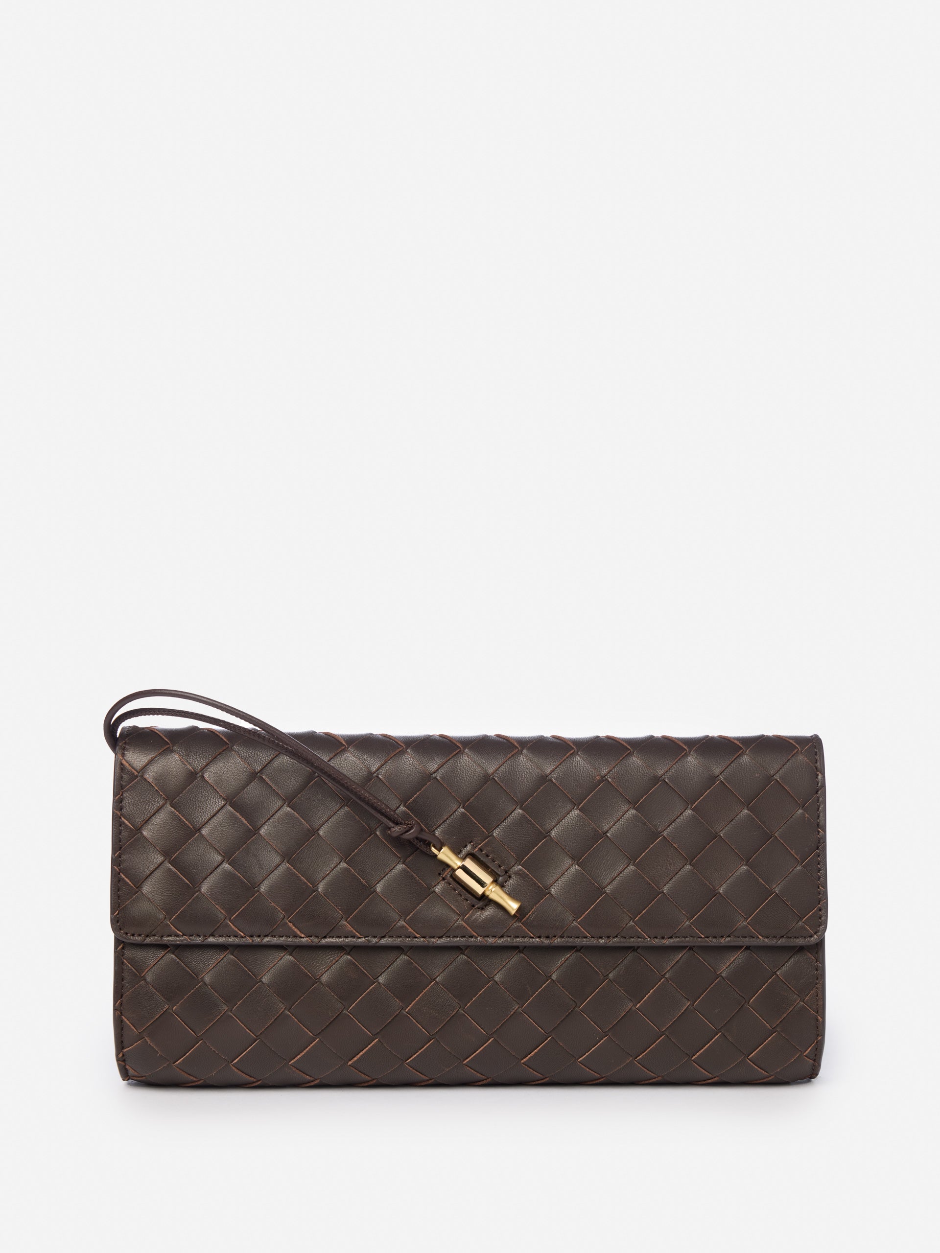 J.McLaughlin Pernille clutch in dark brown made with leather.