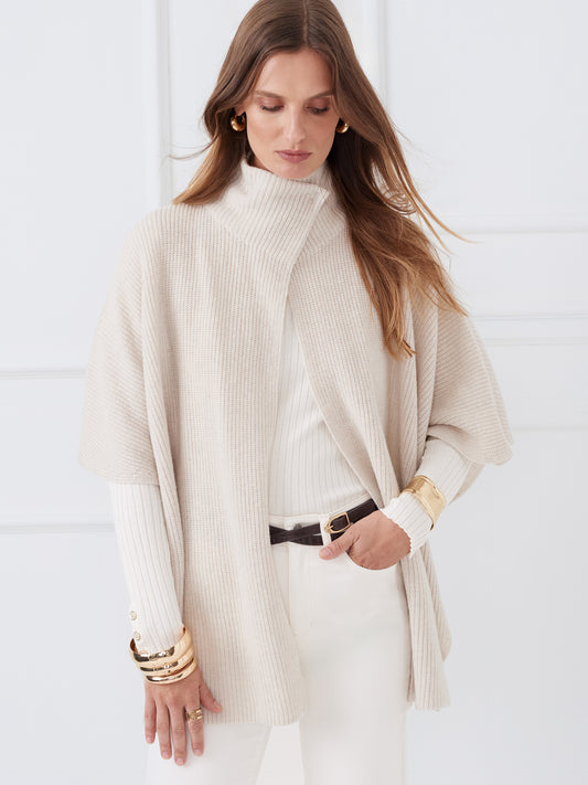 J.McLaughlin Philippa wrap in oat made with wool.