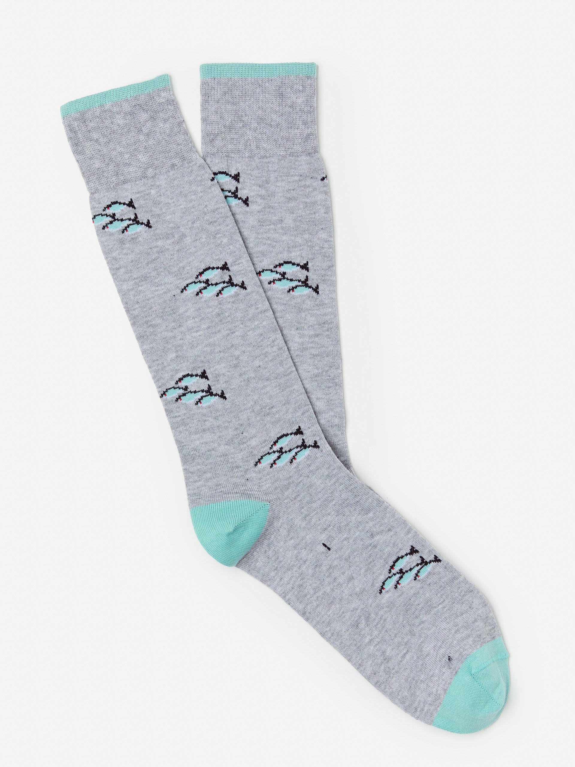 J.McLaughlin socks in heather gray/blue made with pima cotton.