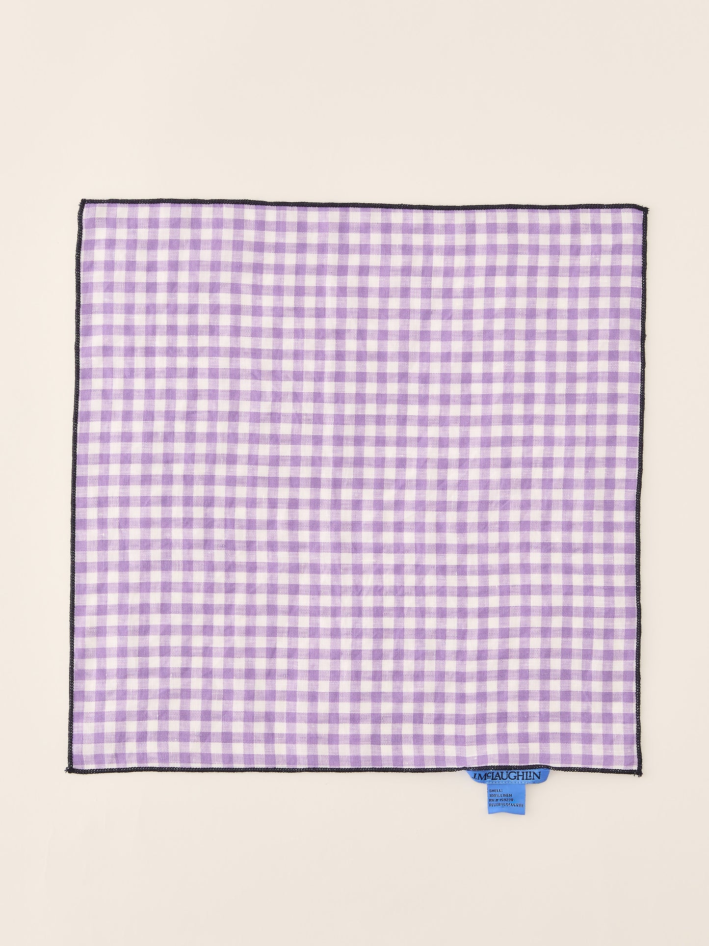 J.McLaughlin Pocket Square in Purple/White made with Linen.