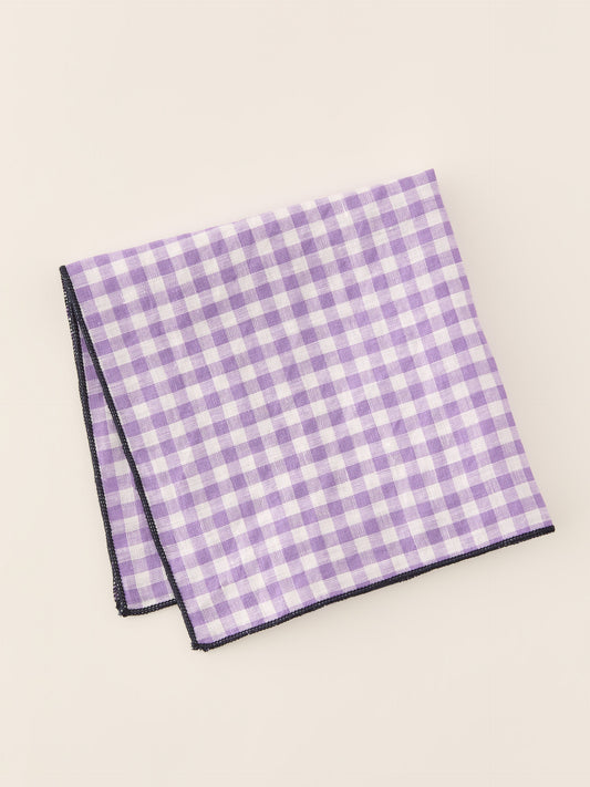 J.McLaughlin Pocket Square in Purple/White made with Linen.