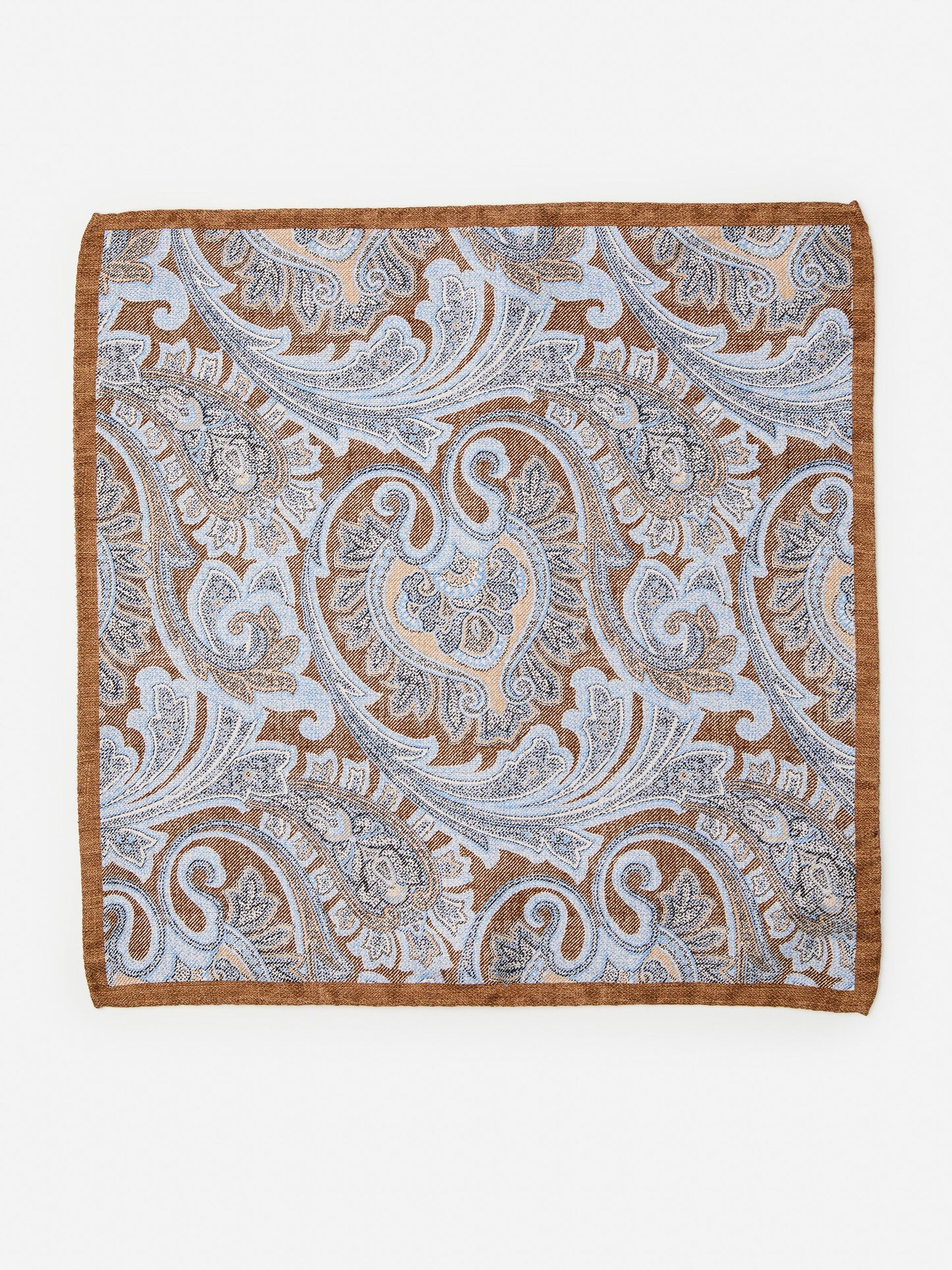 J.McLaughlin Silk Pocket Square in Light Brown/Chambray made with Silk