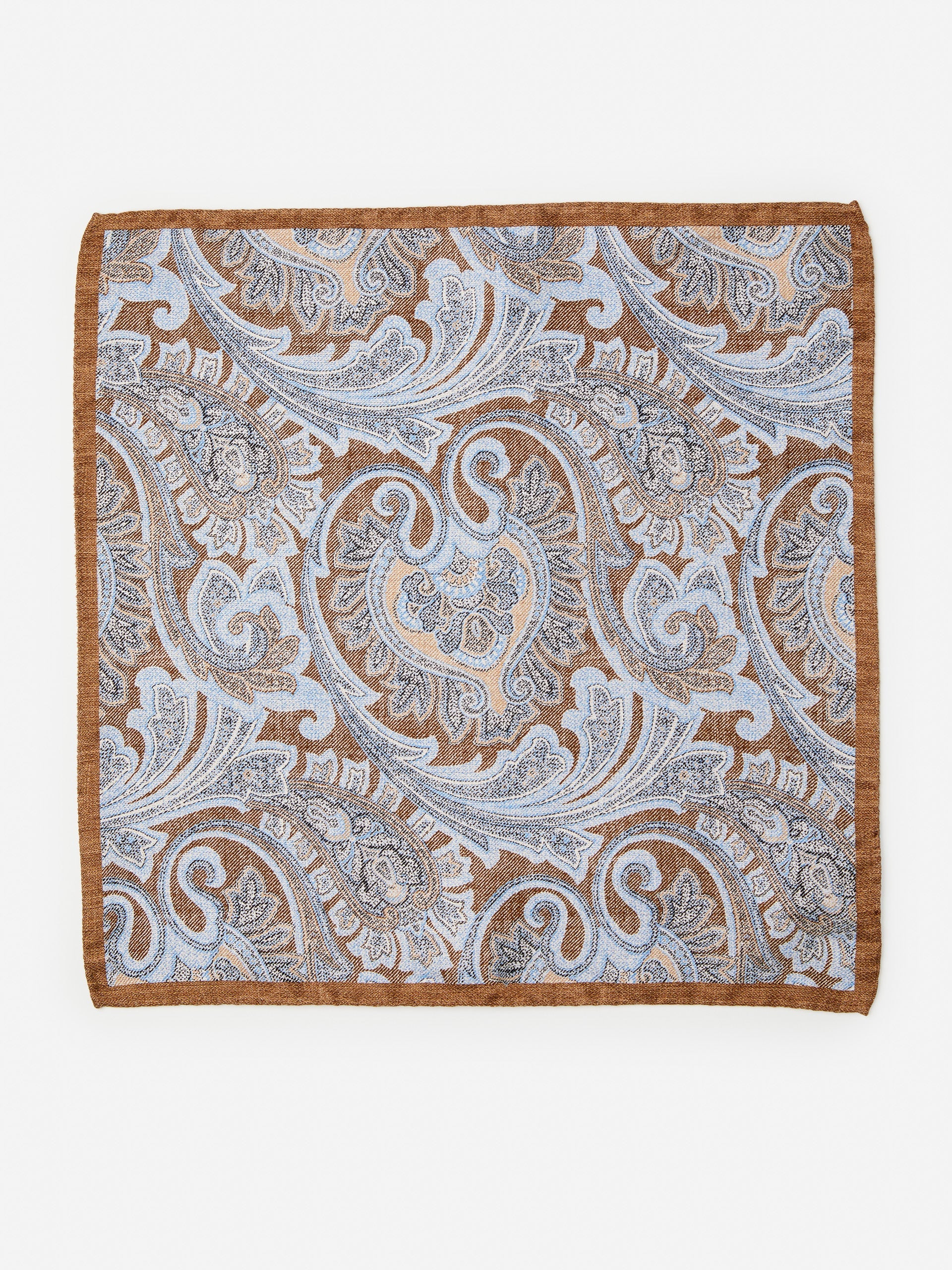 J.McLaughlin Silk Pocket Square in Light Brown/Chambray made with Silk