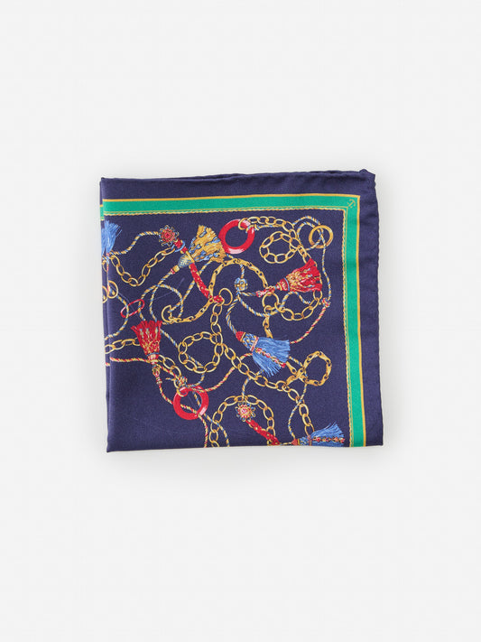 J.McLaughlin Pocket square in navy multi made with silk.