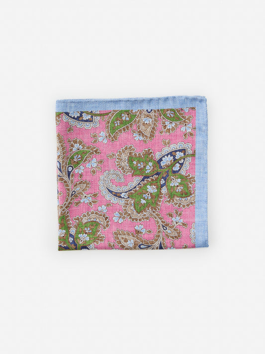 J.McLaughlin pocket square in green/multi made with silk.