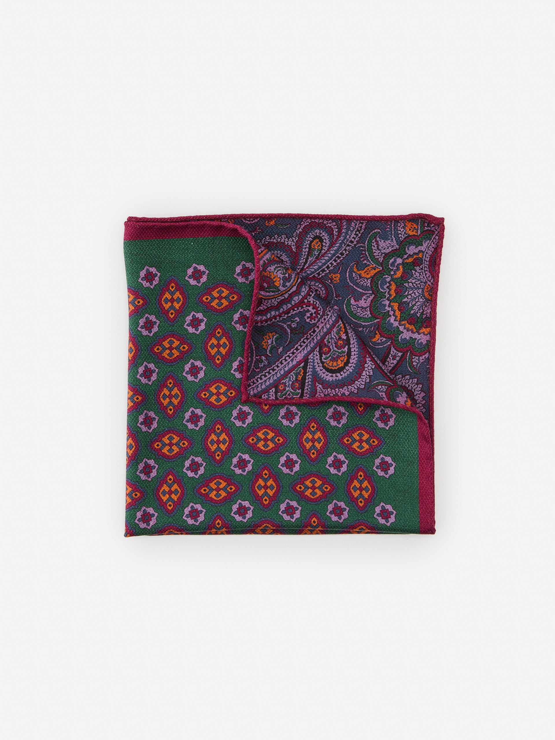 J.McLaughlin pocket square in purple/multi made with silk.