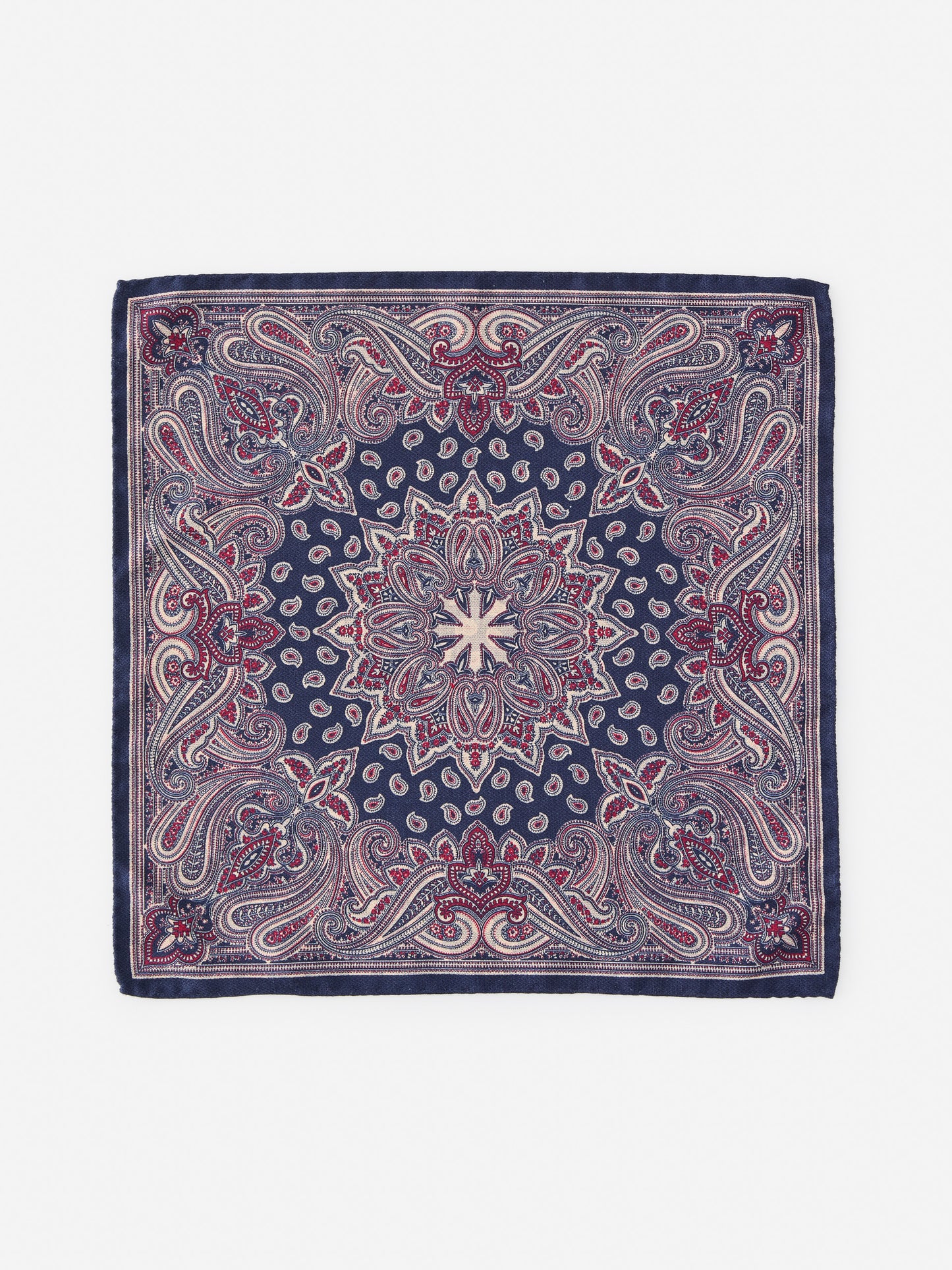 J.McLaughlin Pocket square in navy/multi made with silk.