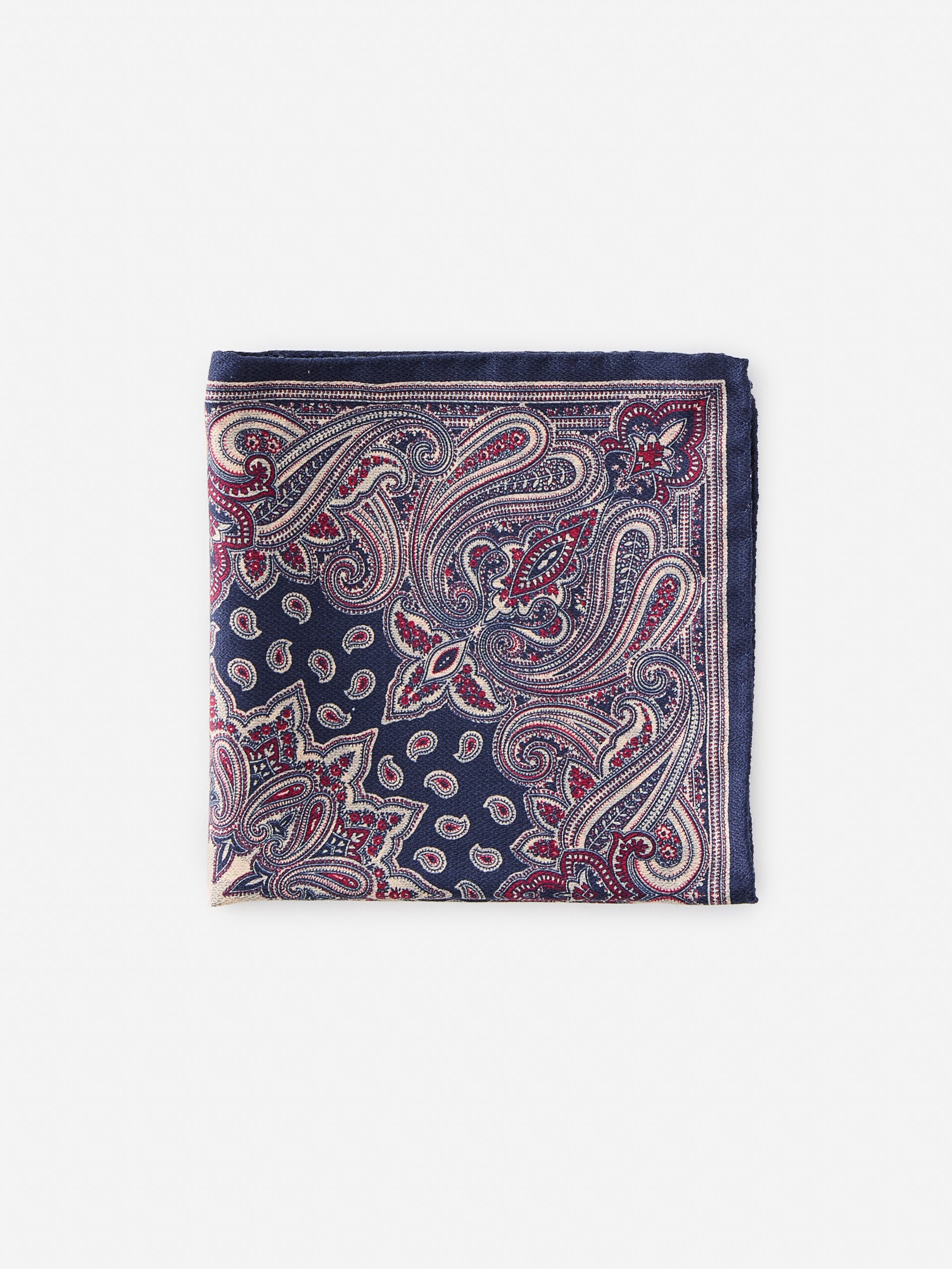 J.McLaughlin Pocket square in navy/multi made with silk.
