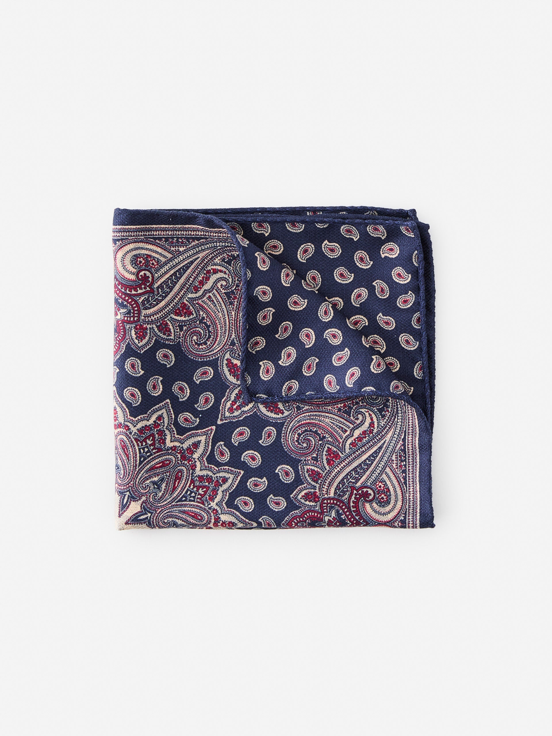 J.McLaughlin Pocket square in navy/multi made with silk.