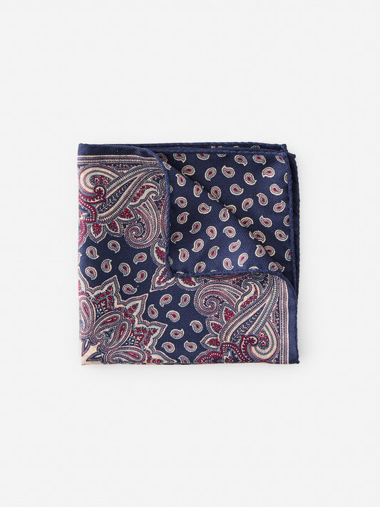 J.McLaughlin Pocket square in navy/multi made with silk.