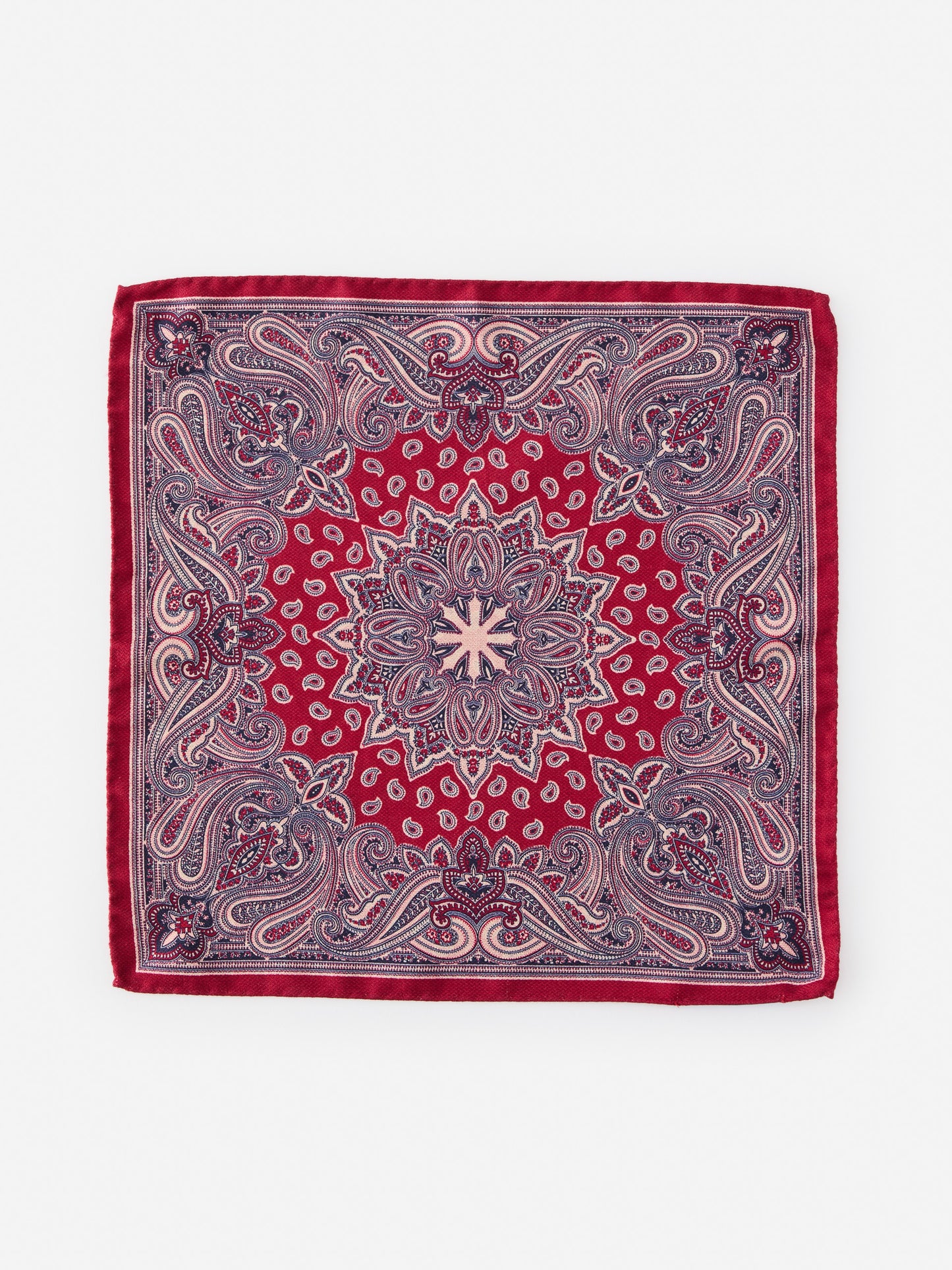 J.McLaughlin Pocket square in red made with silk.